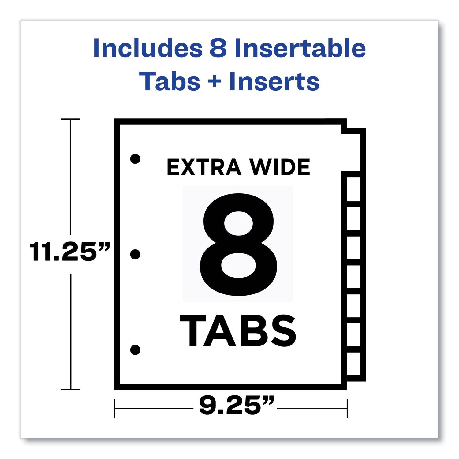 Avery® Insertable Big Tab Plastic 1-Pocket Dividers, 8-Tab, 11.13 x 9.25, Assorted, 1 Set