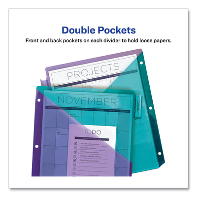 Big Tab Insertable Two-Pocket Plastic Dividers, 8-Tab, 11.13 x 9.25, Assorted, 1 Set Flipcost Flipcost