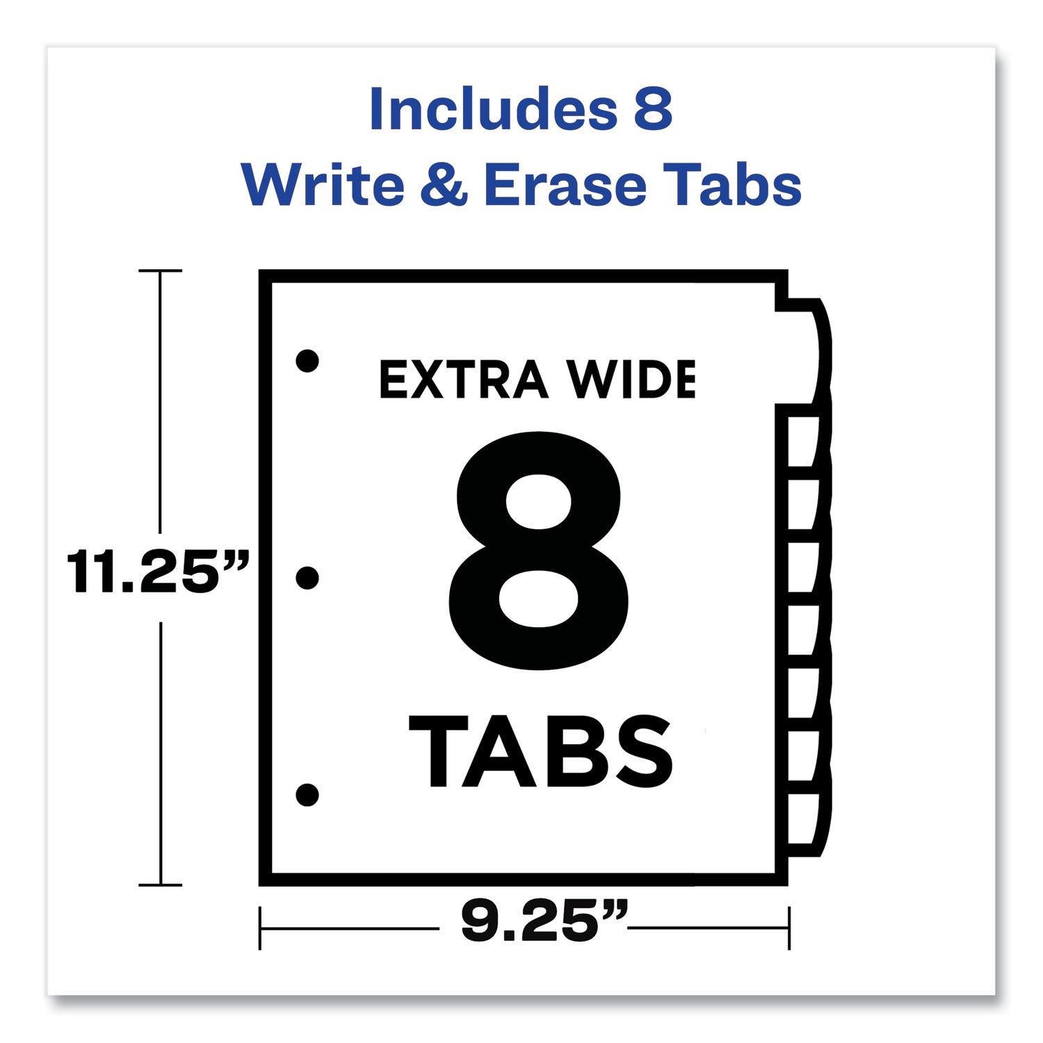 Avery® Write and Erase Durable Plastic Dividers with Slash Pocket, 3-Hold Punched, 8-Tab, 11.13 x 9.25, Assorted, 1 Set