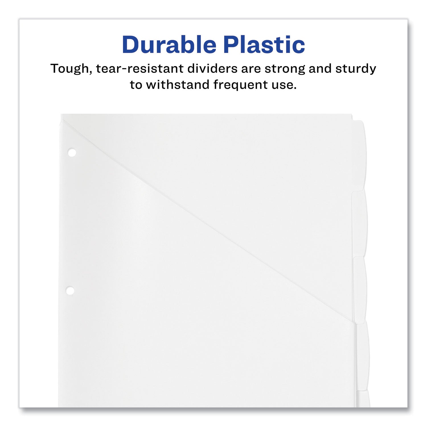 Avery® Write and Erase Durable Plastic Dividers with Straight Pocket, 5-Tab, 11.13 x 9.25, White, 1 Set