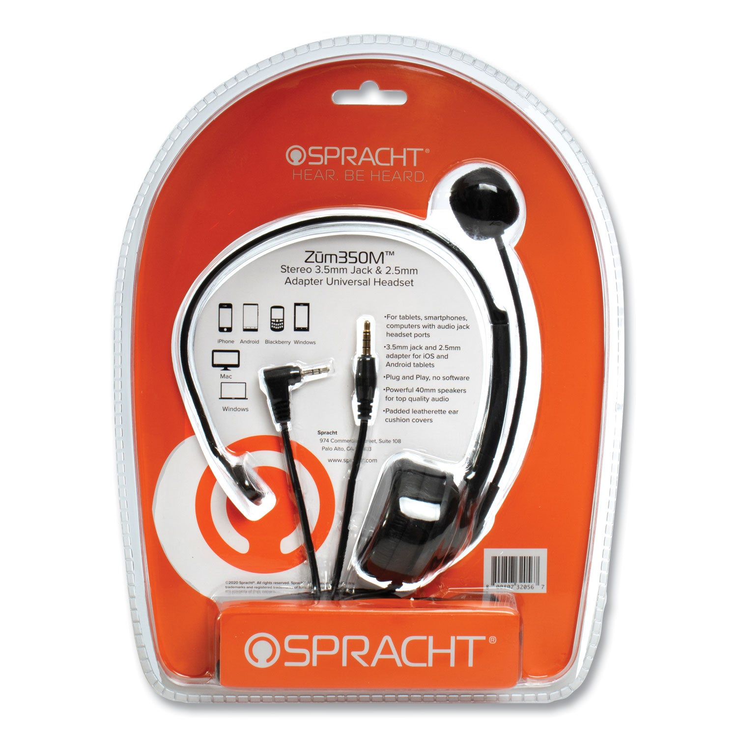 Spracht ZuM ZuM350M Monaural Over The Head Headset, Black