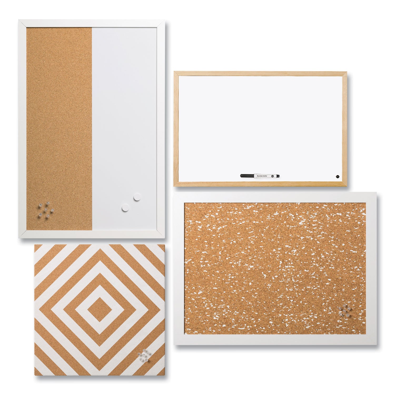 Positive Flow Neutrals Message Board Set: (2) Bulletin, (1) Bulletin/Dry Erase, (1) Magnetic Dry Erase, Assorted Sizes