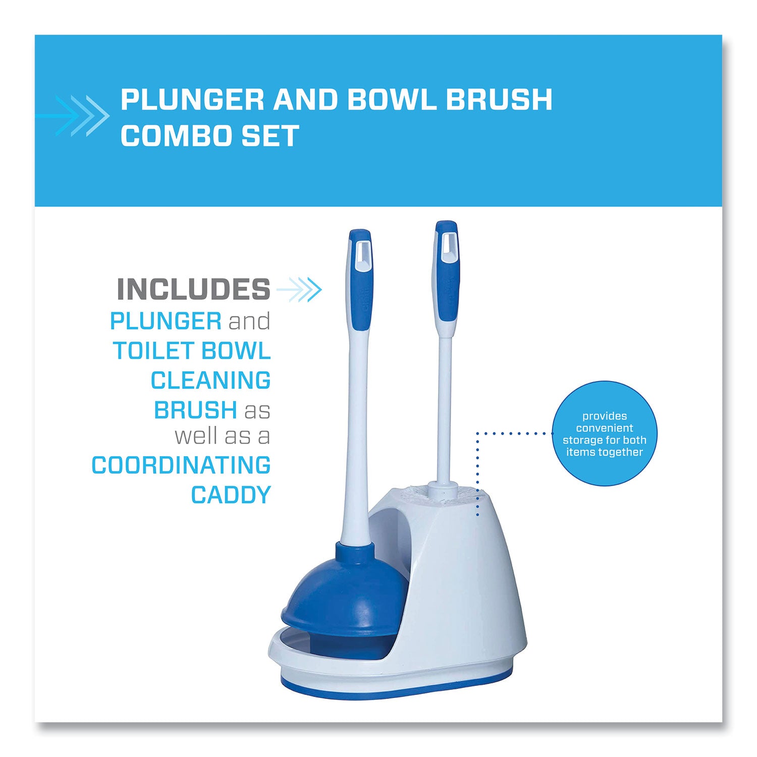 Mr. Clean® Turbo Plunger and Bowl Brush Set, 12.5" Plastic Handle, 6" dia, White