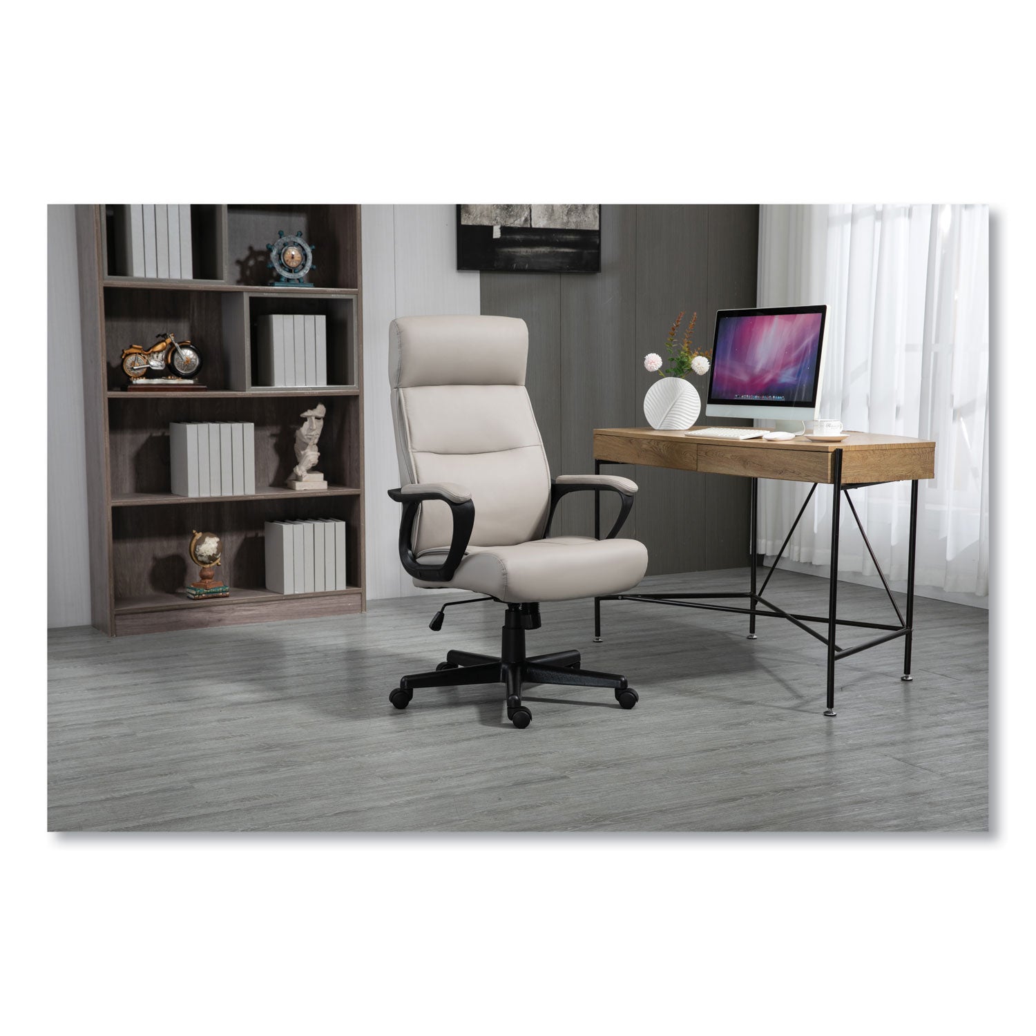 Alera® Alera Oxnam Series High-Back Task Chair, Supports Up to 275 lbs, 17.56" to 21.38" Seat Height, Tan Seat/Back, Black Base