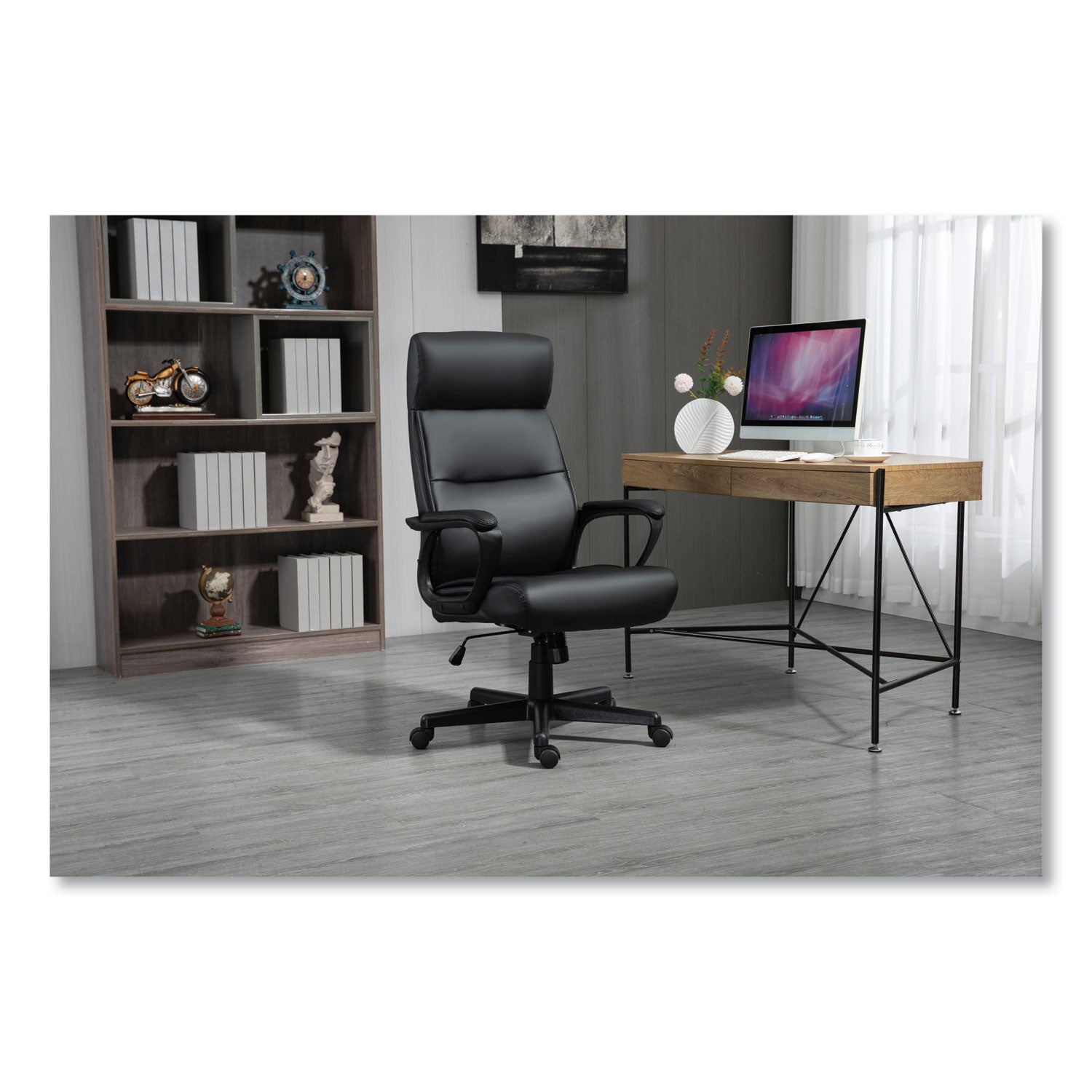 Alera® Alera Oxnam Series High-Back Task Chair, Supports Up to 275 lbs, 17.56" to 21.38" Seat Height, Black Seat/Back, Black Base