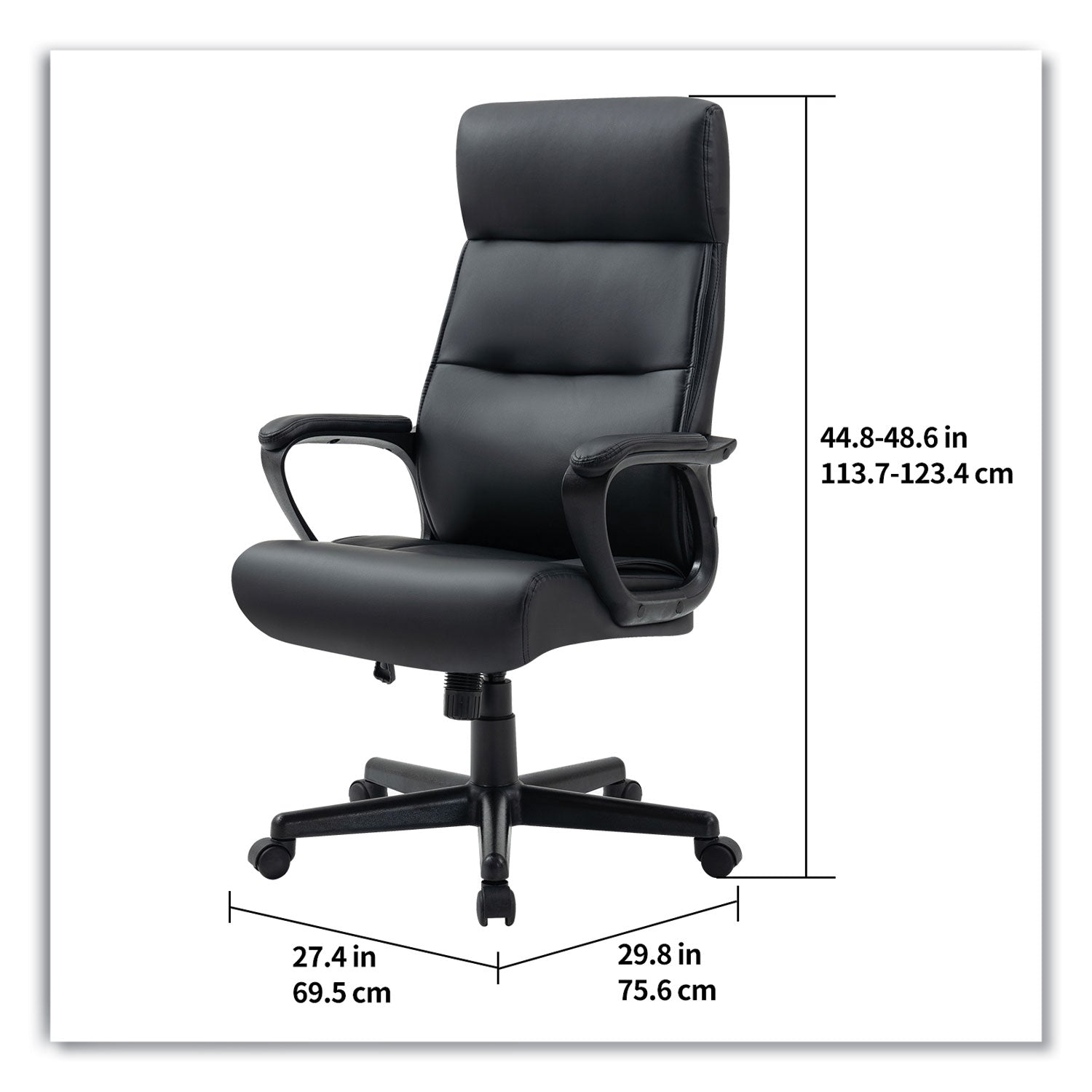 Alera® Alera Oxnam Series High-Back Task Chair, Supports Up to 275 lbs, 17.56" to 21.38" Seat Height, Black Seat/Back, Black Base