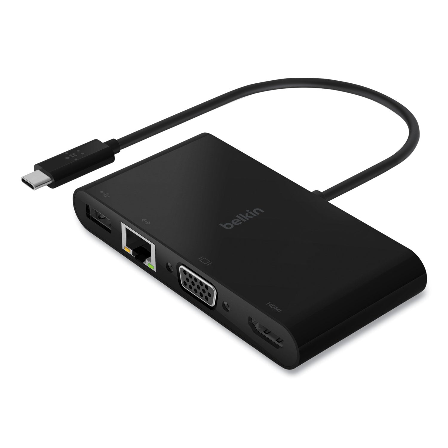 Belkin® USB-C Multimedia + Charge Adapter, 4K HDMI/USB-A/USB-C/VGA, 4.9 ft, Black