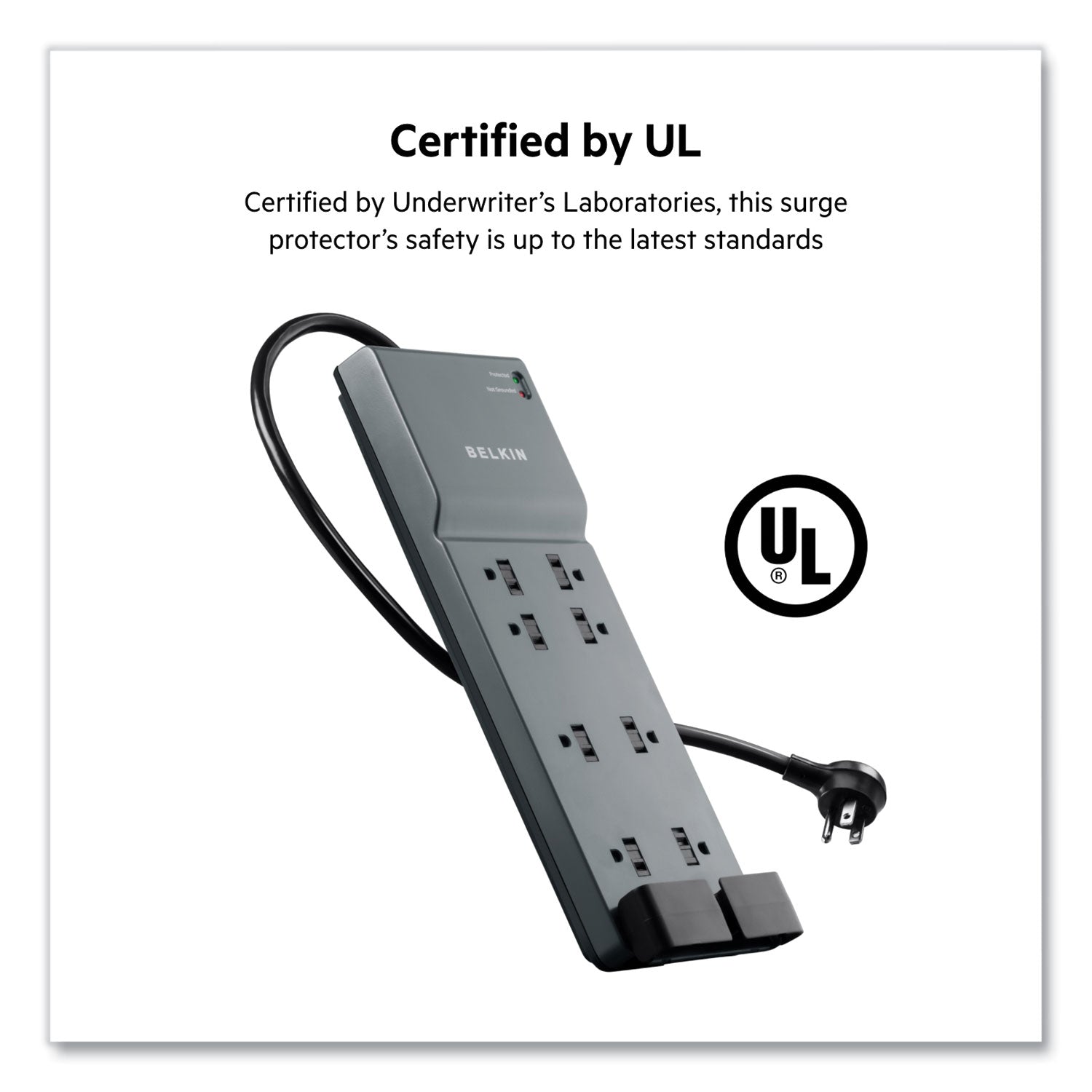 Belkin® Home/Office Surge Protector, 8 AC Outlets, 6 ft Cord, 3,390 J, White