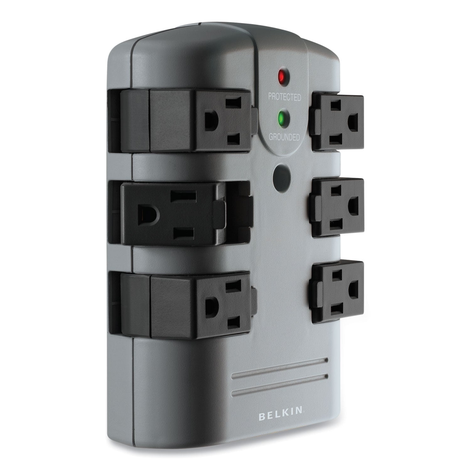 Belkin® Pivot Plug Surge Protector, 6 AC Outlets, 1,080 J, Gray