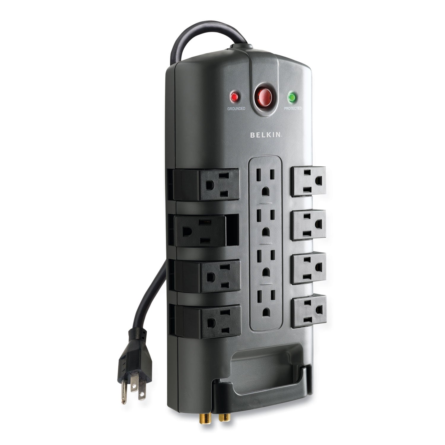 Belkin® Pivot Plug Surge Protector, 12 AC Outlets, 8 ft Cord, 4,320 J, Gray