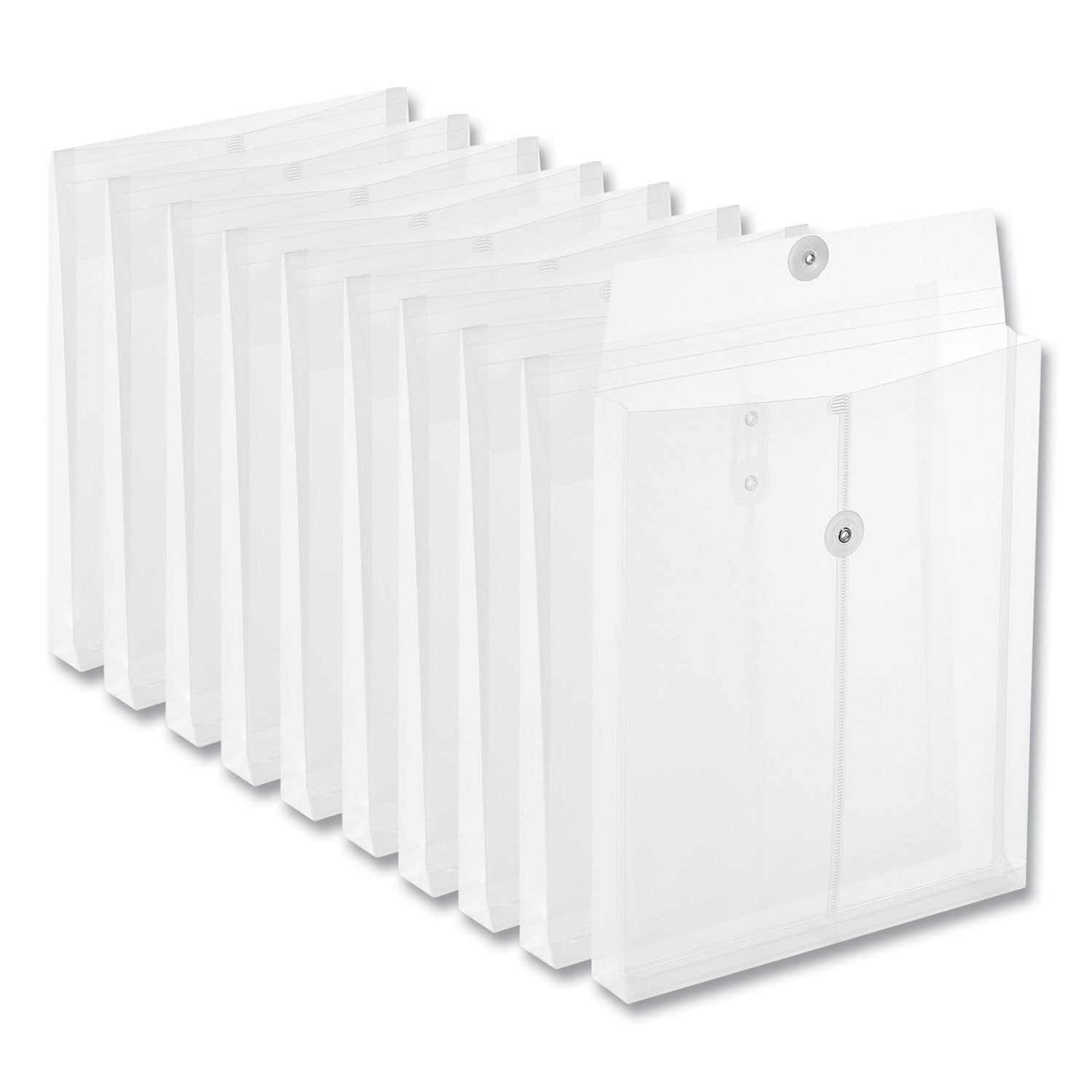 Universal® Top Opening Poly Envelopes, 1.25" Expansion, Letter Size, Clear, 10/Pack