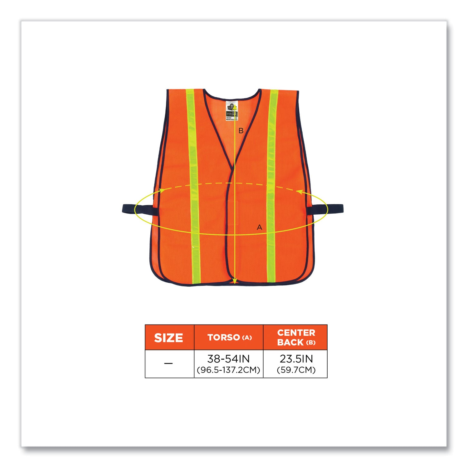 ergodyne® 8040HL Non-Certified Hi-Gloss Vest, Polyester, One Size Fits Most, Orange