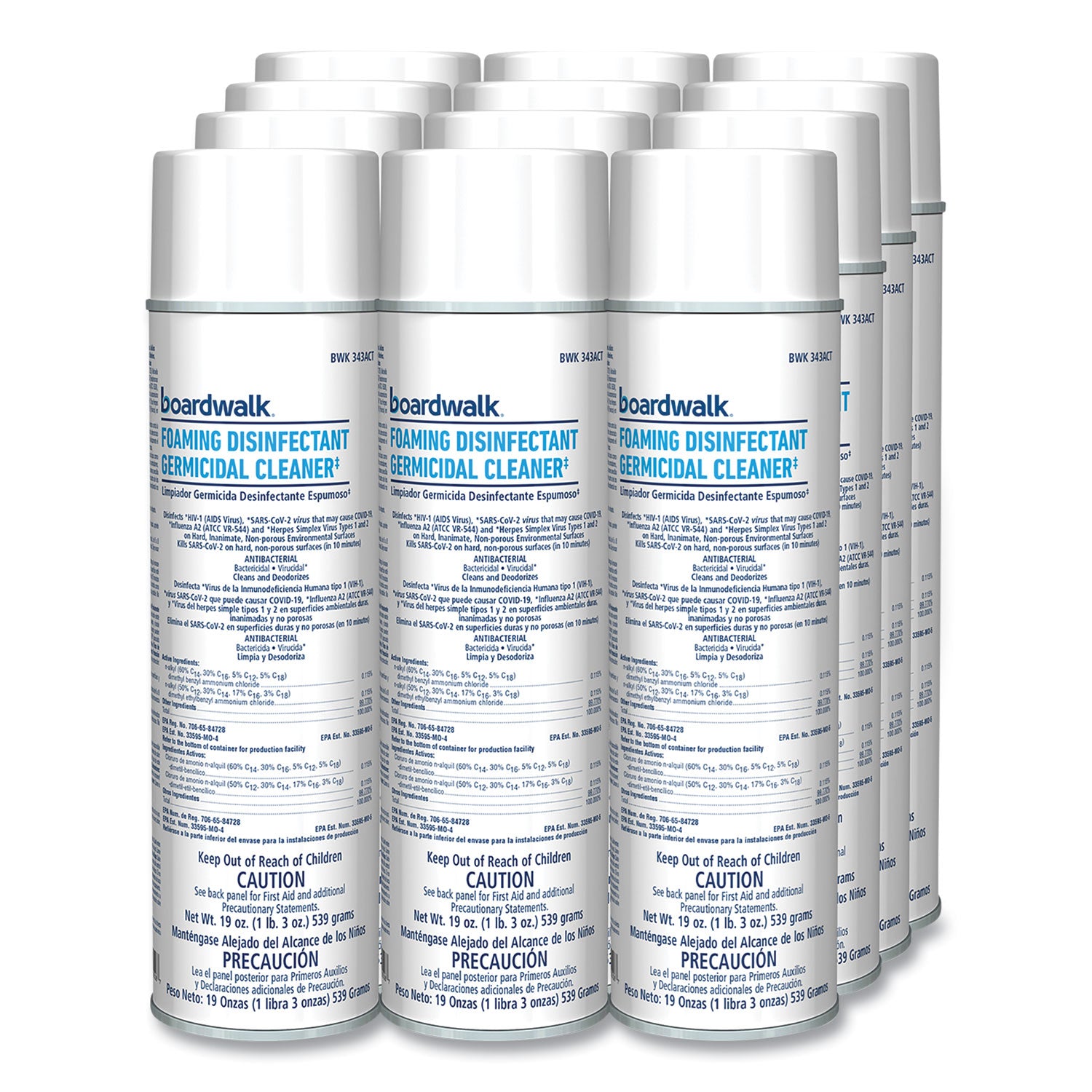 Boardwalk® Foaming Disinfectant Germicidal Cleaner, Flowery Scent, 19 oz Aerosol Can, 12/Carton