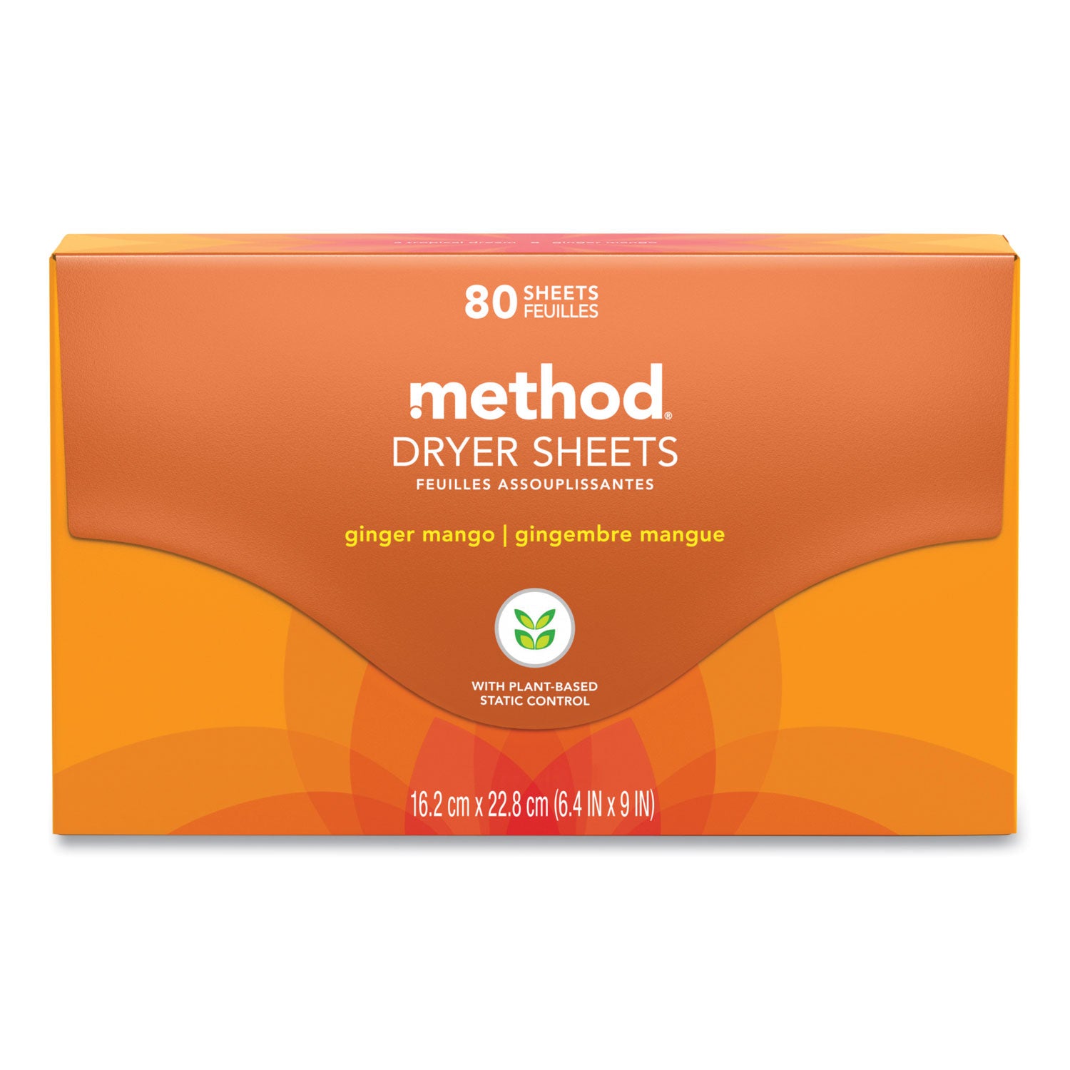 Method® Dryer Sheets, Ginger Mango, 80/Box, 6 Boxes/Carton