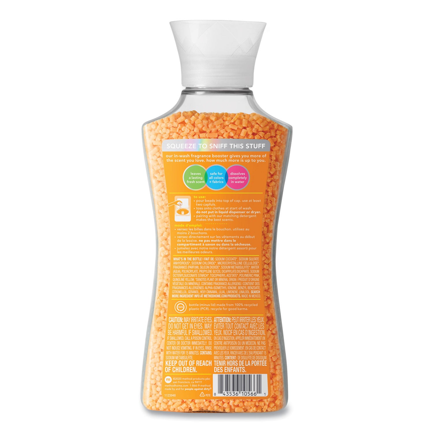 Method® Fragrance Booster Beads, Ginger Mango Scent, 14.8 oz Bottle, 6/Carton