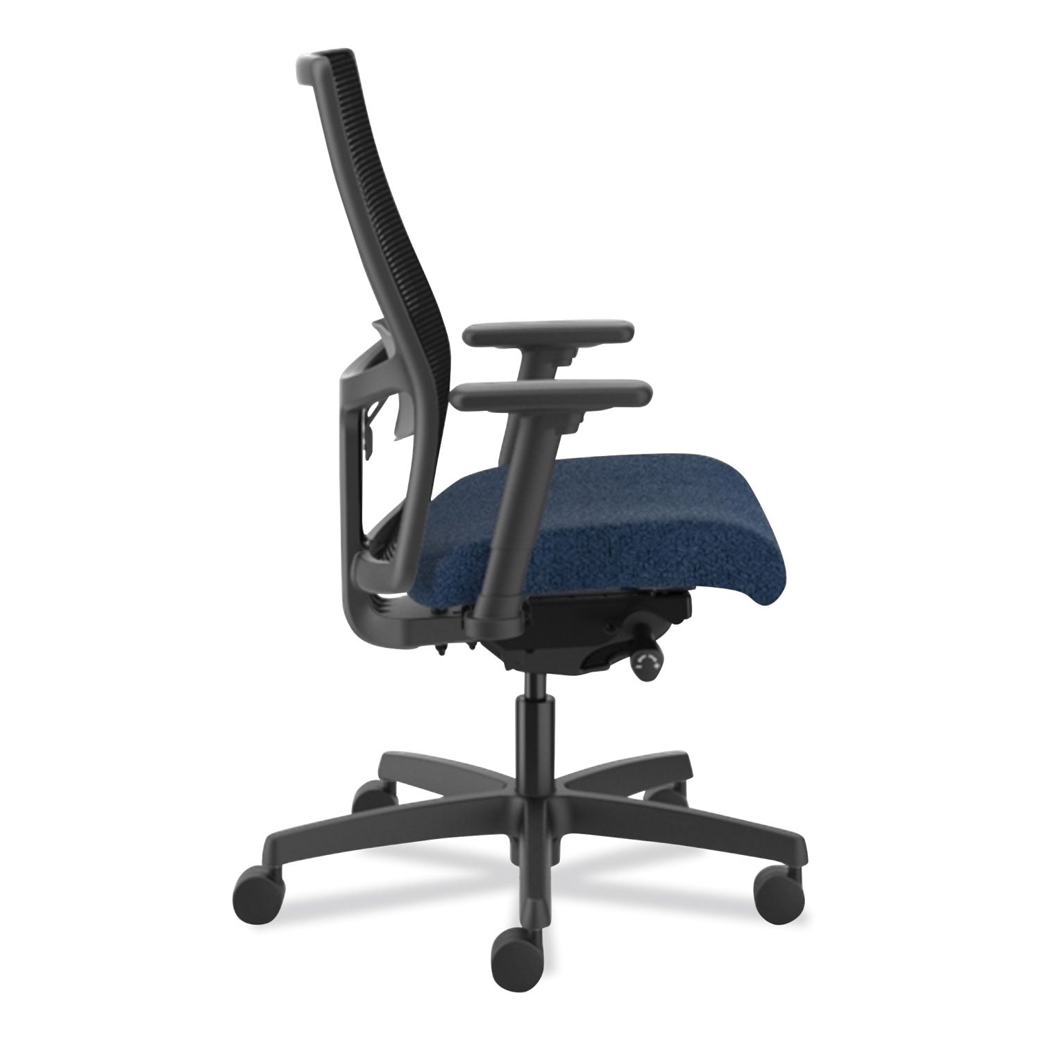 HON® Ignition 2.0 4-Way Stretch Mid-Black Mesh Task Chair, Supports Up to 300 lb, 17" to 21" Seat Height, Navy/Black