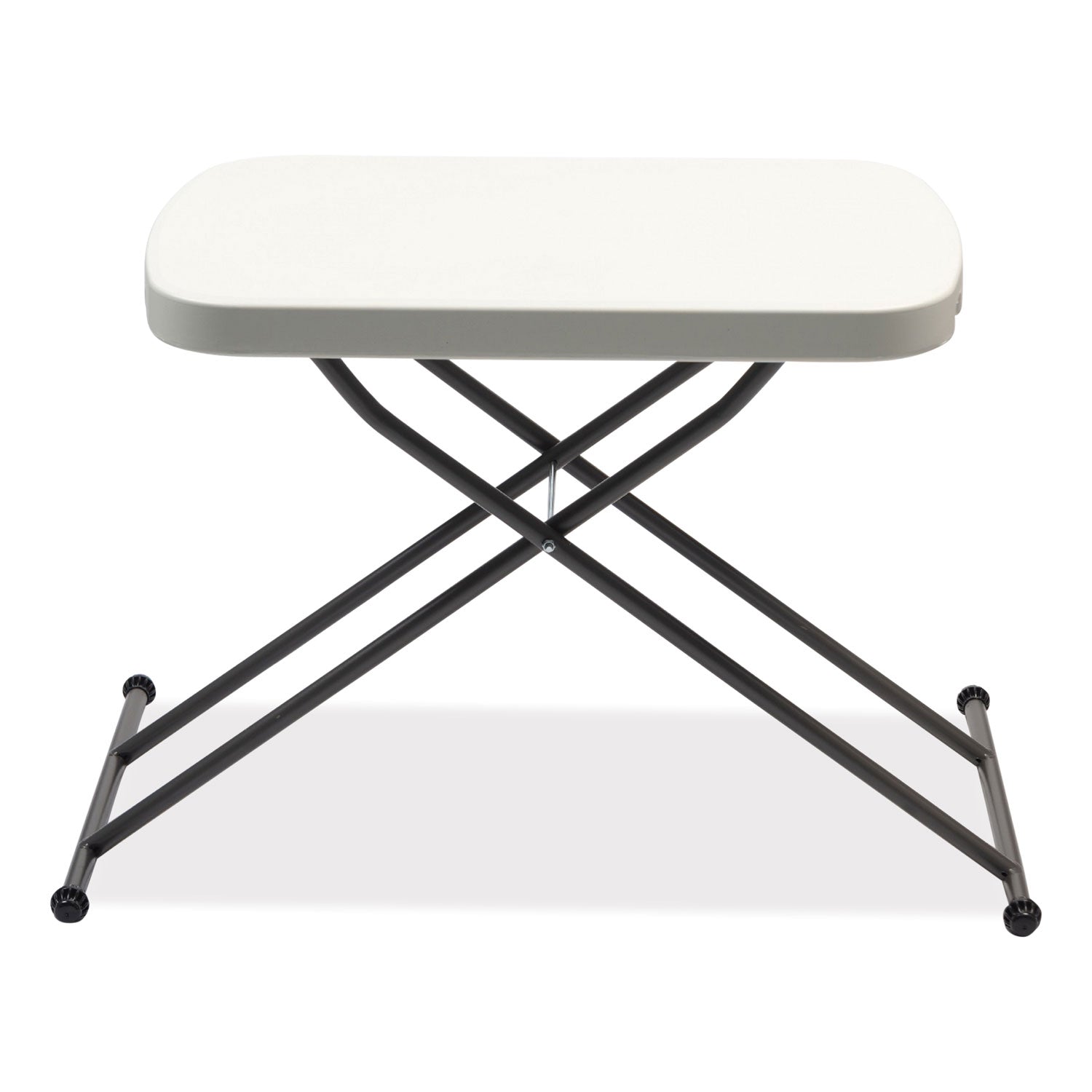 Height-Adjustable Personal Folding Table, Rectangular, 25.6" x 17.7" x 19" to 28", White Top, Dark Gray Legs