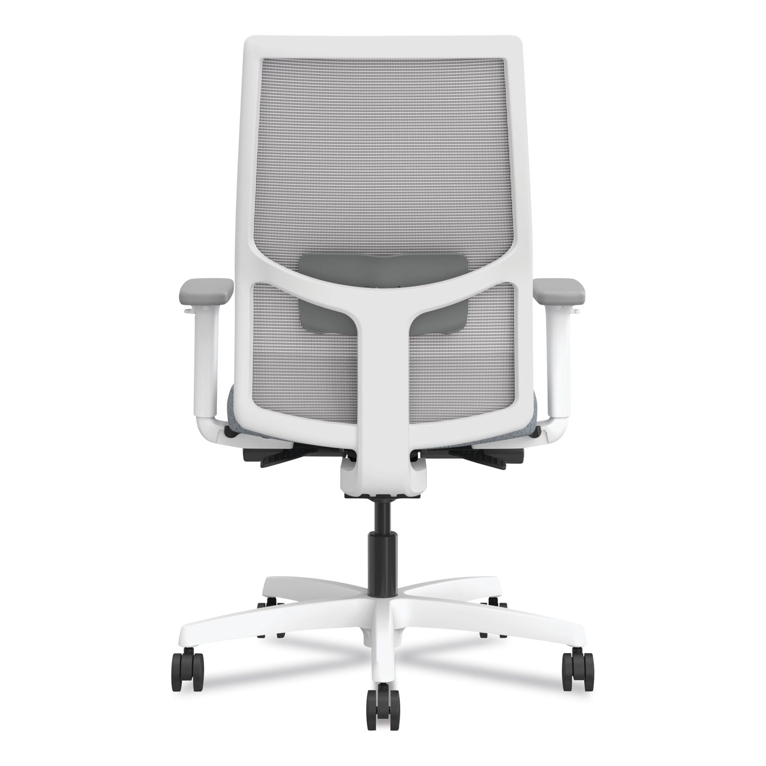 HON® Ignition 2.0 4-Way Stretch Mid-Back Mesh Task Chair, Gray Adjustable Lumbar Support, Basalt Seat, Fog Back, White Base