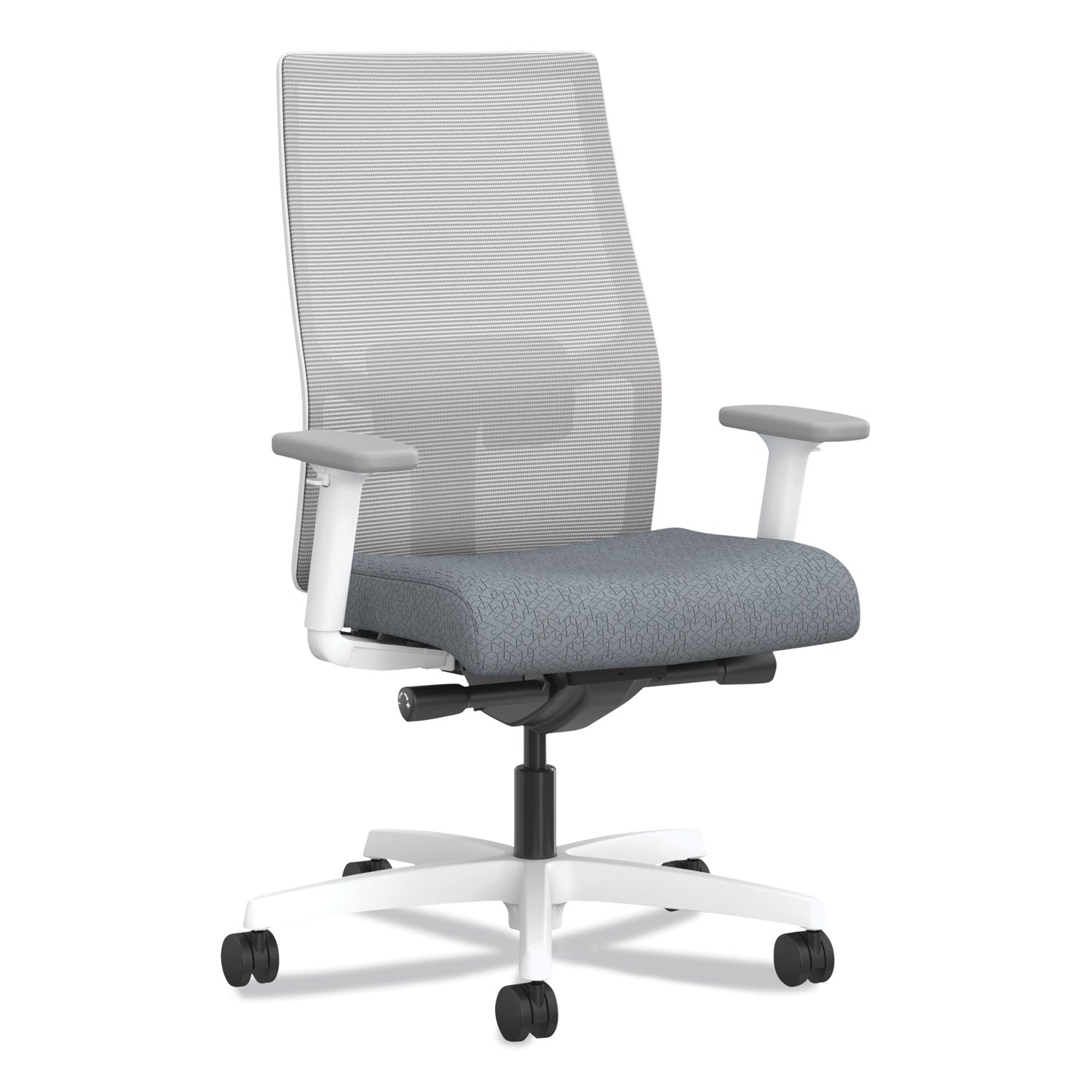 Ignition 2.0 4-Way Stretch Mid-Back Mesh Task Chair, Gray Adjustable Lumbar Support, Basalt Seat, Fog Back, White Base