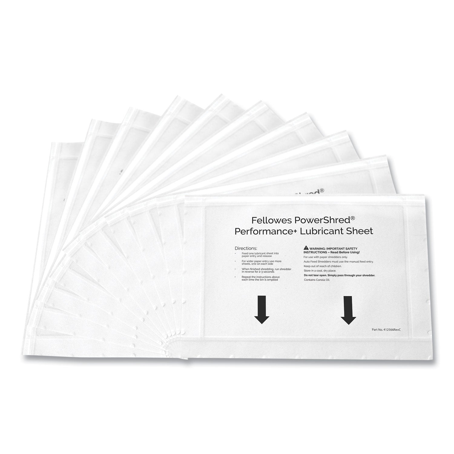 Fellowes® Powershred Performance+ Lubricant Sheets, 8.5 x 6, 10/Pack