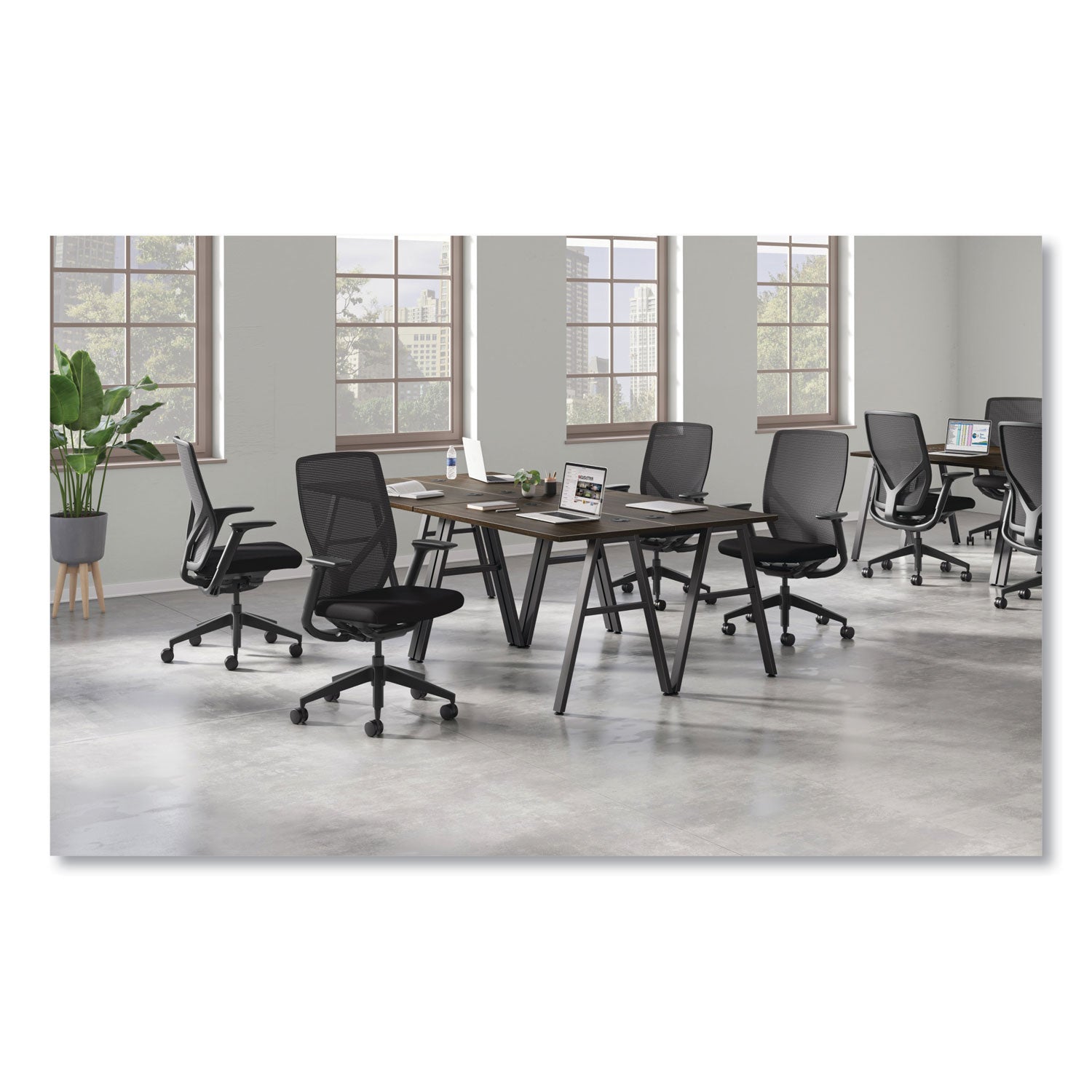 HON® Flexion Mesh Back Task Chair, Supports Up to 300 lb, 14.81" to 19.7" Seat Height, 24" Back Height, Black