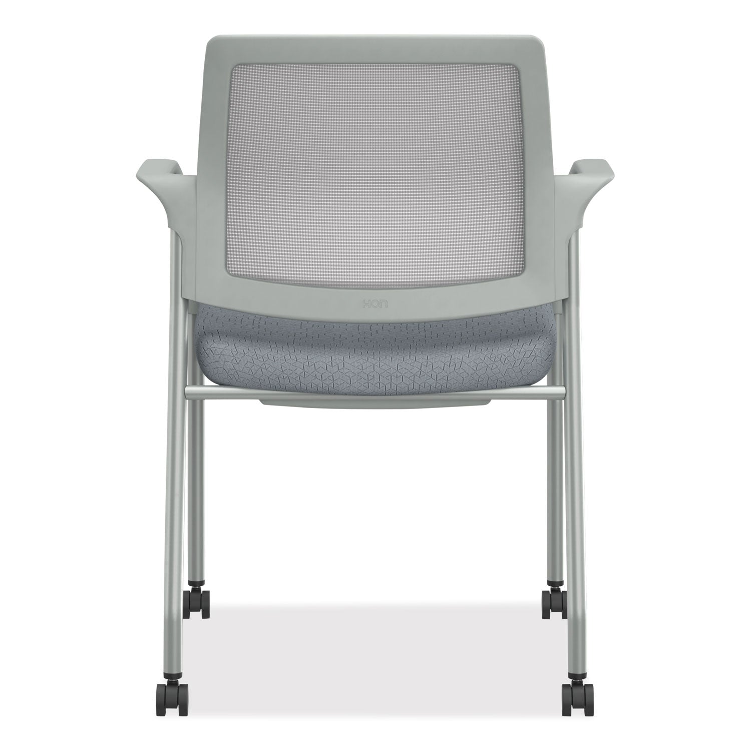 HON® Ignition Series Mesh Back Mobile Stacking Chair, 25 x 21.75 x 33.5, Basalt Seat, Fog Back, Textured Silver Base