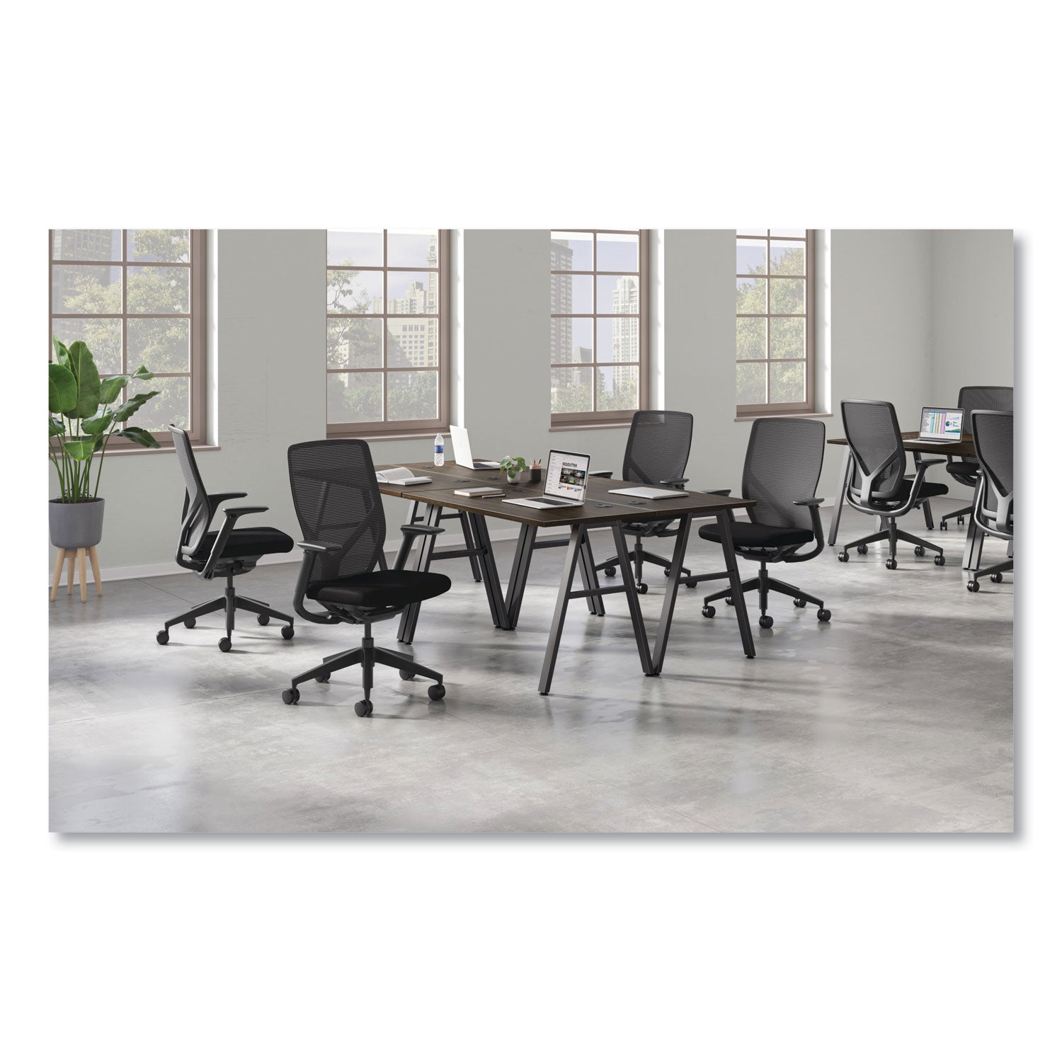 HON® Flexion Mesh Back Task Chair, Supports Up to 300lb, 14.81" to 19.7" Seat Height, Black Seat/Back/Base