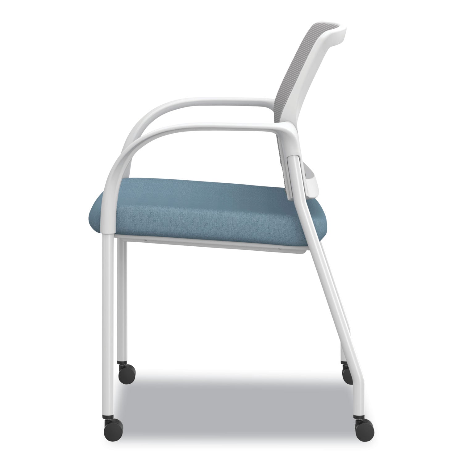 HON® Ignition Series Mesh Back Mobile Stacking Chair, Fabric Seat, 25 x 21.75 x 33.5, Carolina/Fog/White