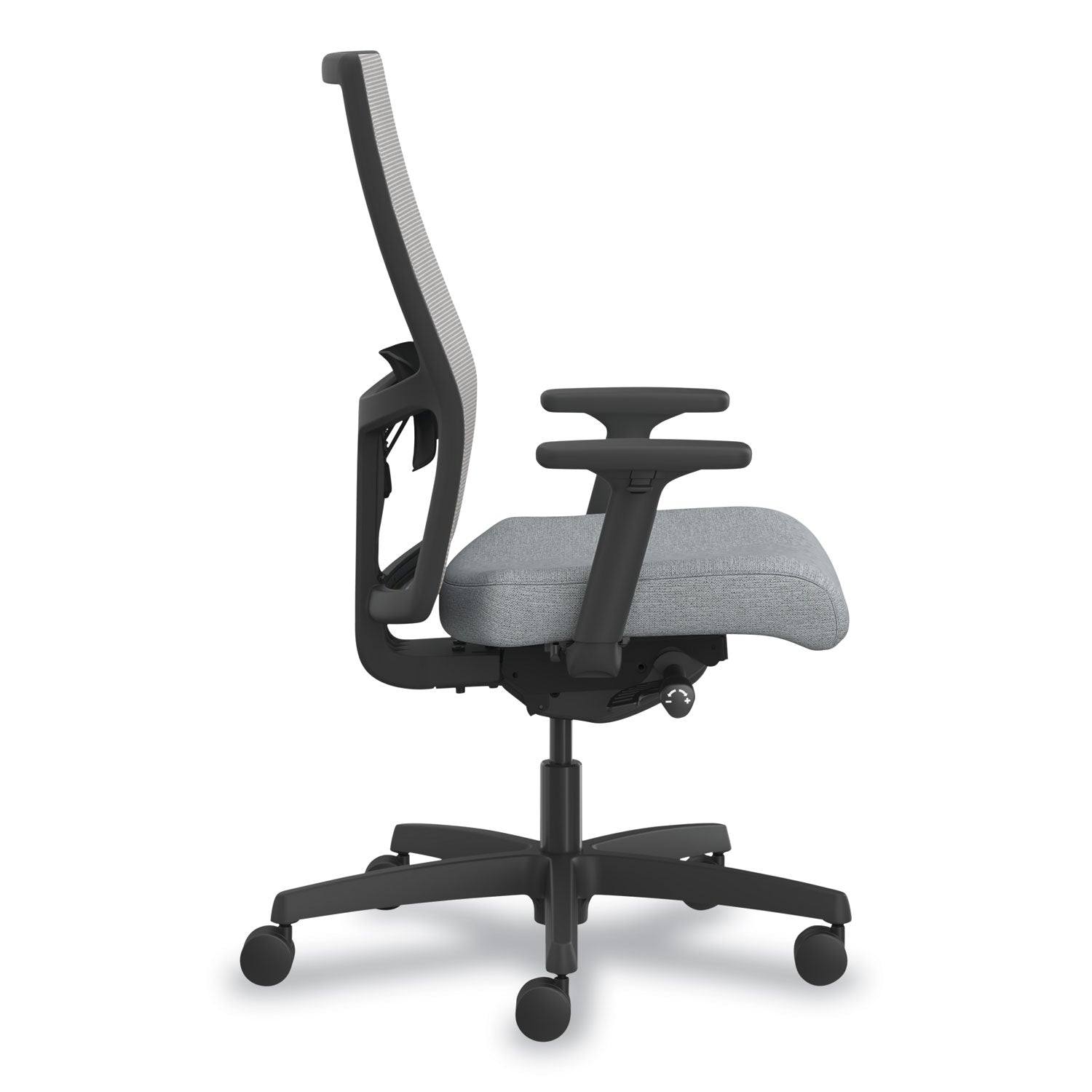 HON® Ignition 2.0 4-Way Stretch Mid-Back Mesh Task Chair, White Adjustable Lumbar Support, Cloud Seat, Fog Back, White Base