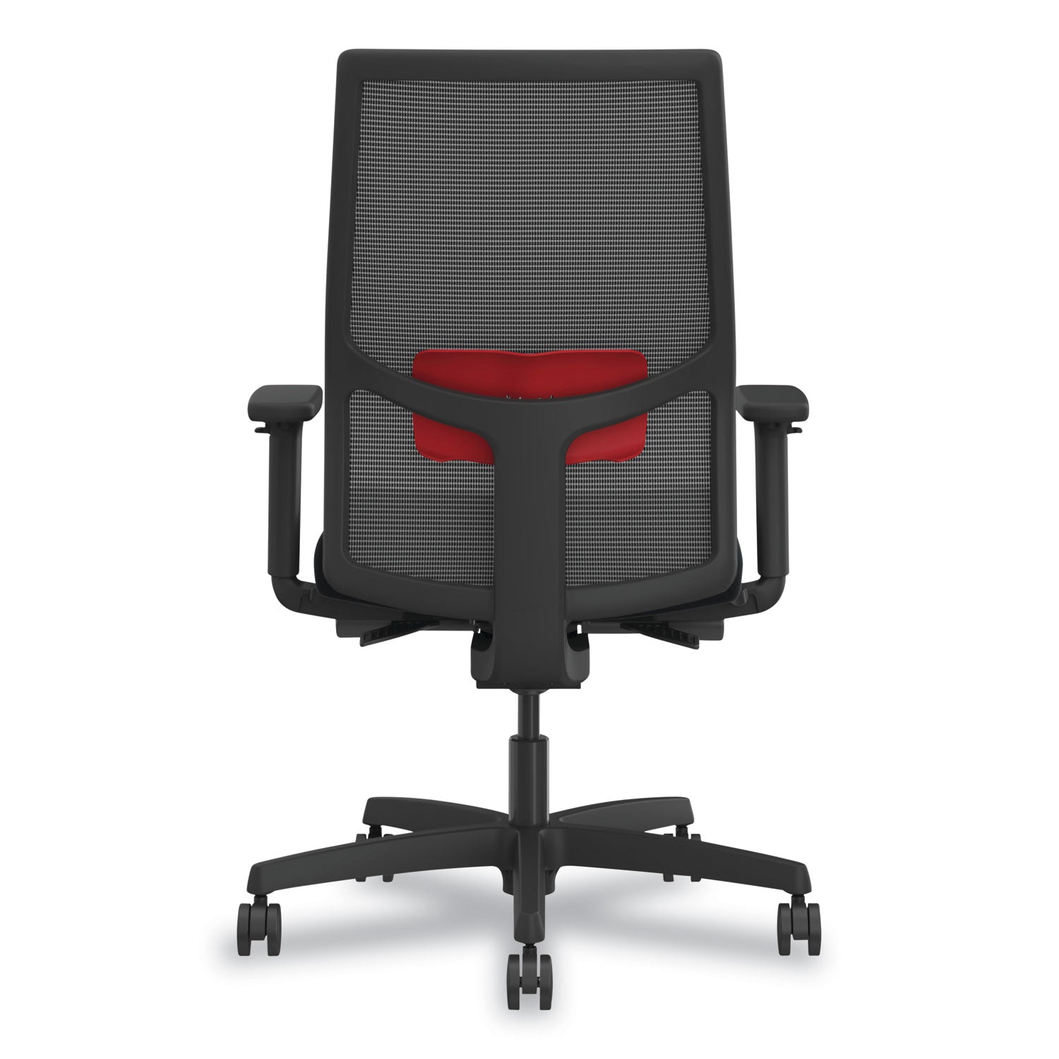 HON® Ignition 2.0 4-Way Stretch Mid-Back Mesh Task Chair, Red Adjustable Lumbar Support, Black