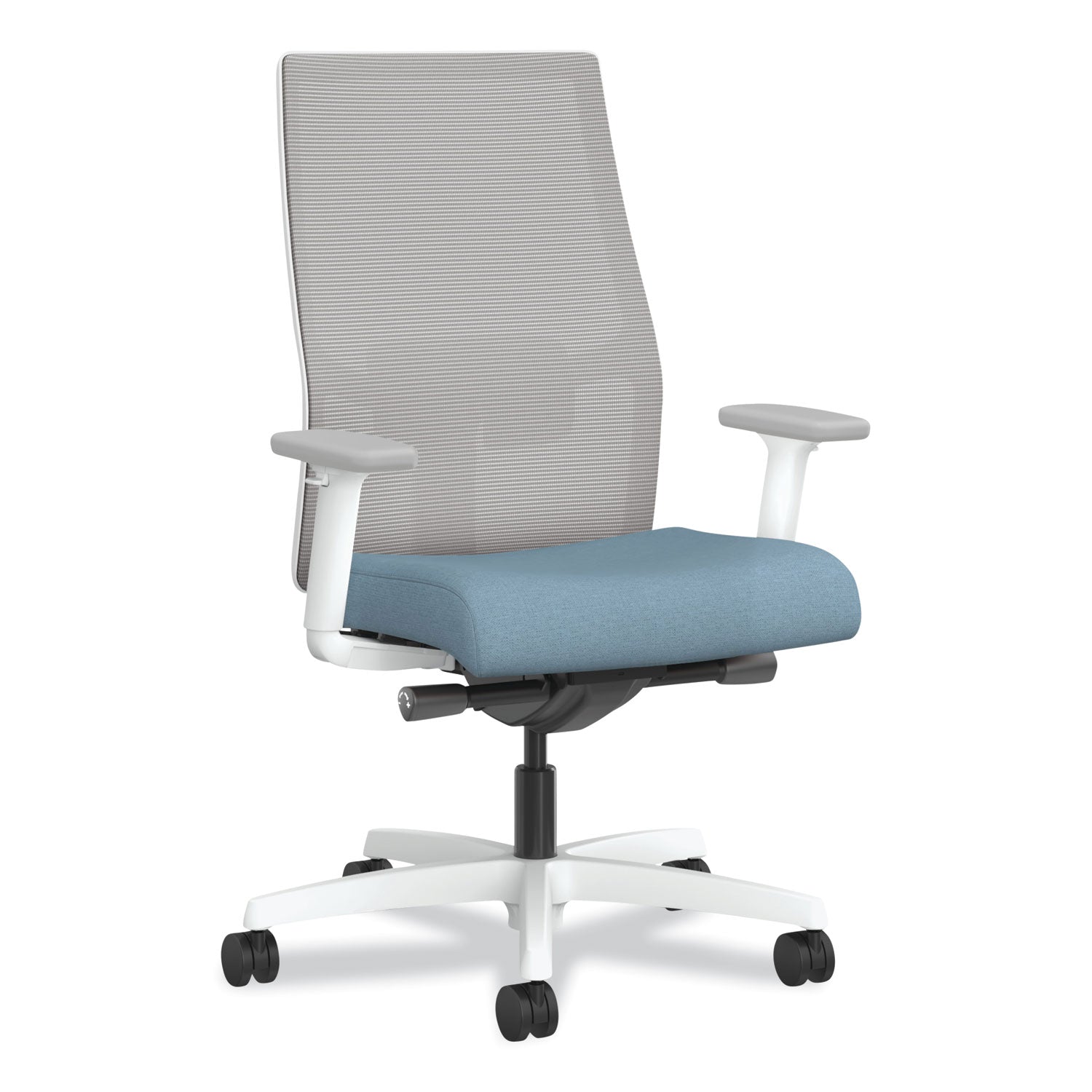 Ignition 2.0 4-Way Stretch Mid-Back Mesh Task Chair, White Lumbar Support, Carolina Seat, Fog Back, White Base