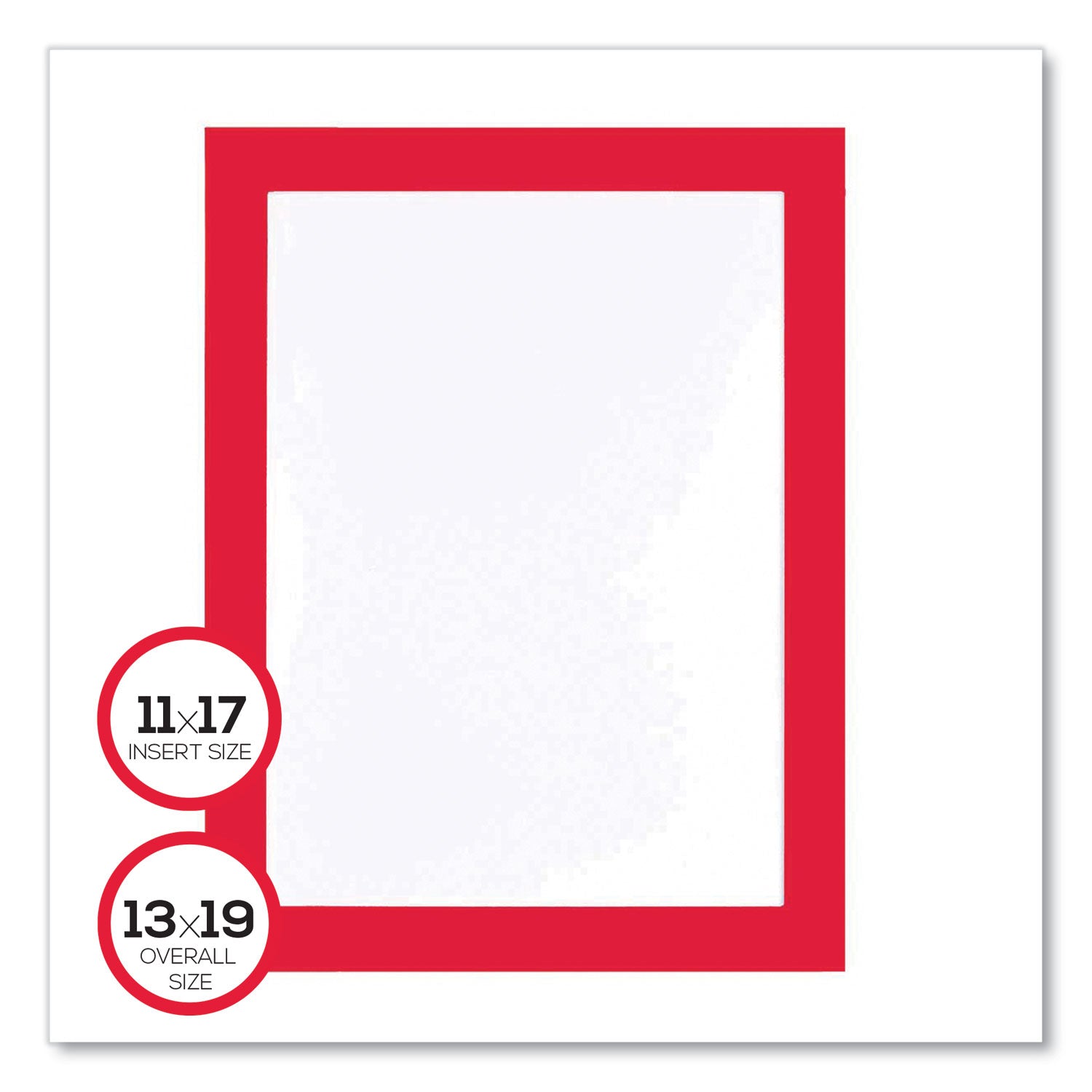 deflecto® Self Adhesive Sign Holders, 11 x 17 Insert, Clear with Red Border, 2/Pack