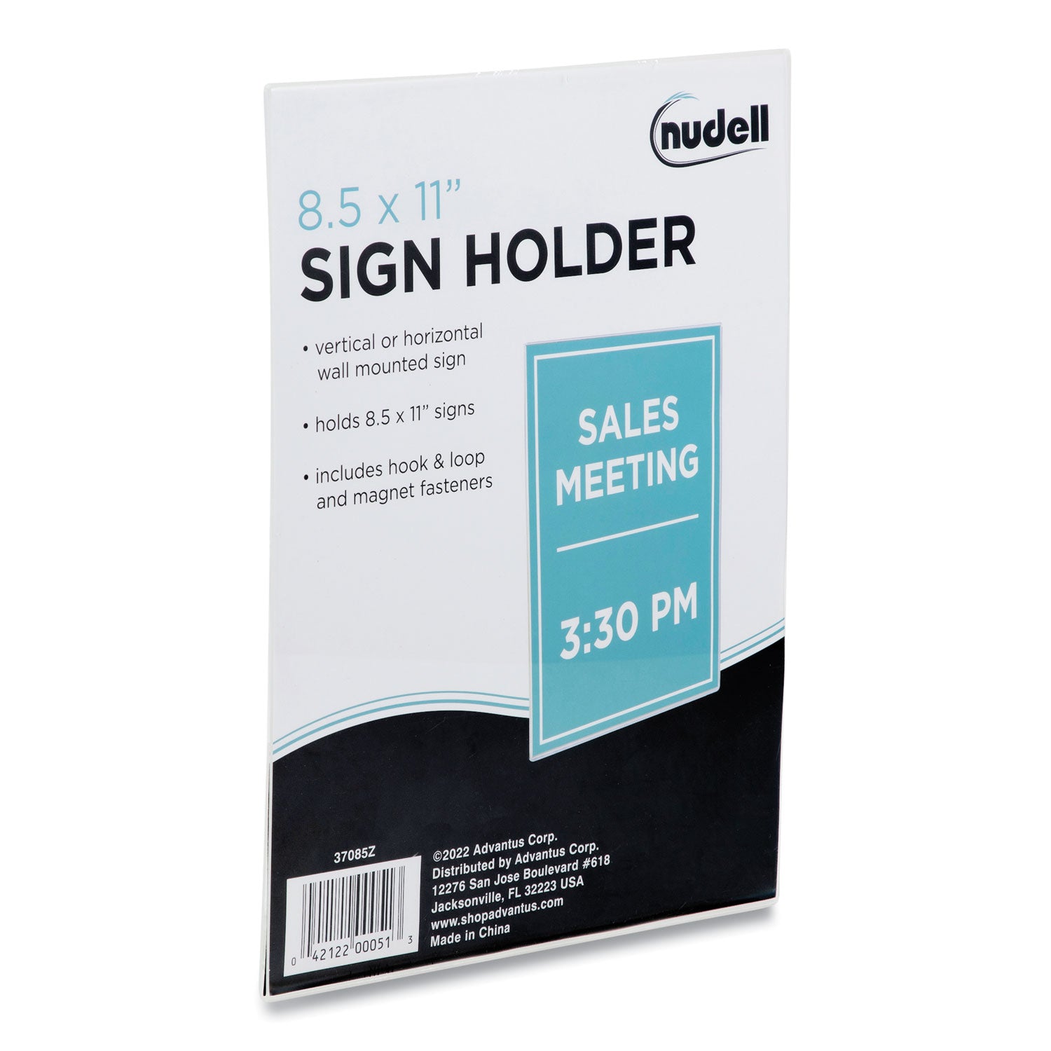 NuDell™ Clear Plastic All-Purpose Mountable Sign Holder, Magnetic/Hook-Loop, Horizontal/Vertical Orientation, 8.5 x 11 Insert