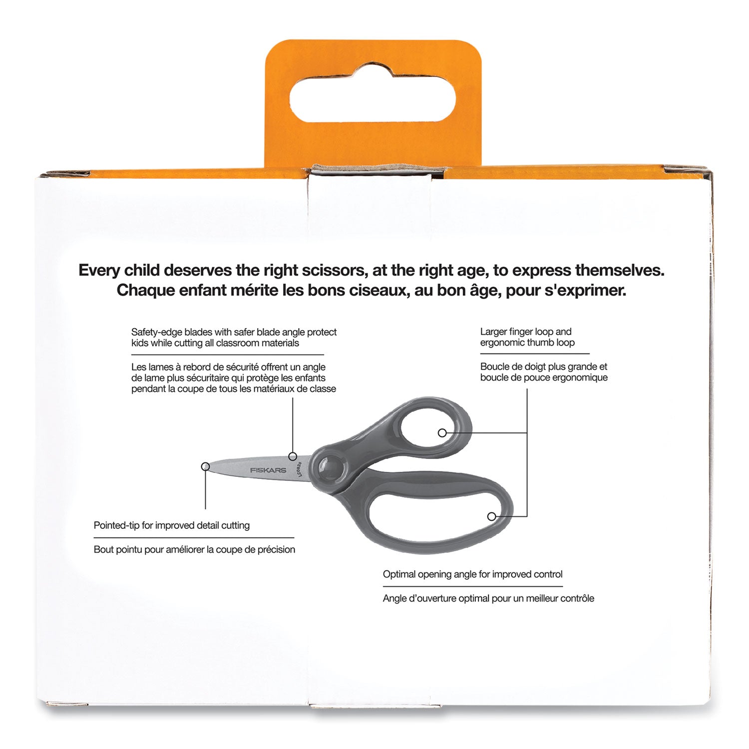 Fiskars® Kids Scissors Classpack, Pointed Tip, 5" Long, 1.75" Cut Length, Straight Assorted Color Handles, 12/Pack