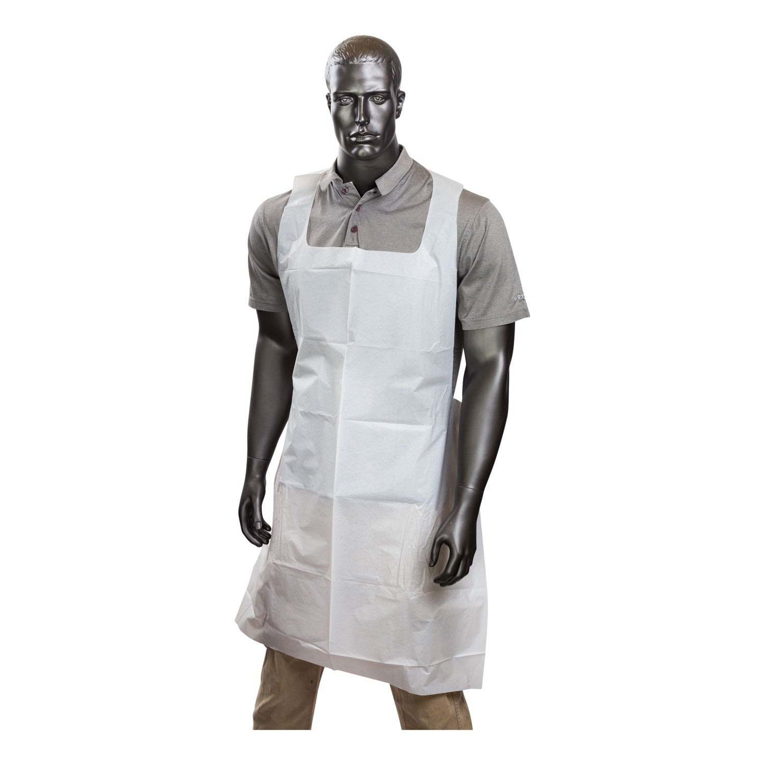 AmerCareRoyal® Poly Apron, 28 x 46, One Size Fits All, White, 500/Carton