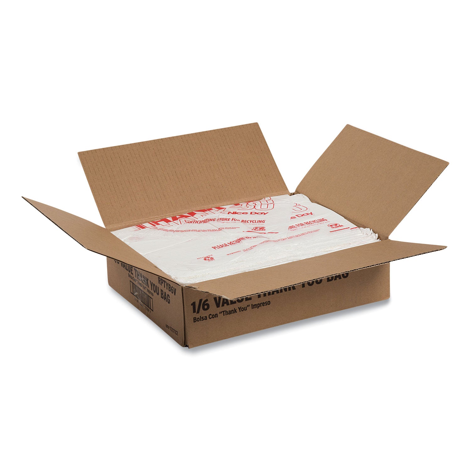 AmerCareRoyal® Thank You Bags, 11.5" x 20" x 20", Red/White, 775/Carton