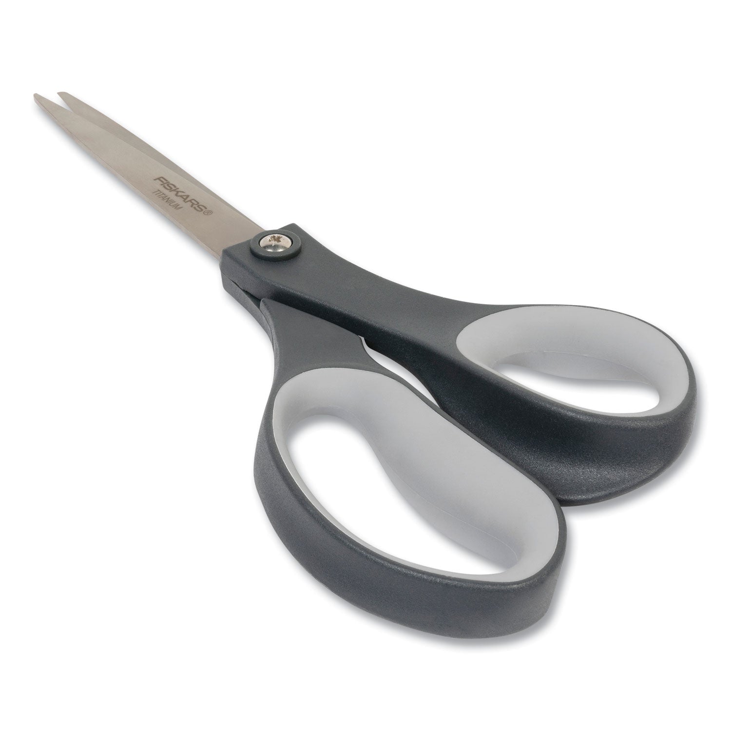 Fiskars® Everyday Titanium Softgrip Scissors, 8" Long, 3.1" Cut Length, Straight Dark Gray Handle