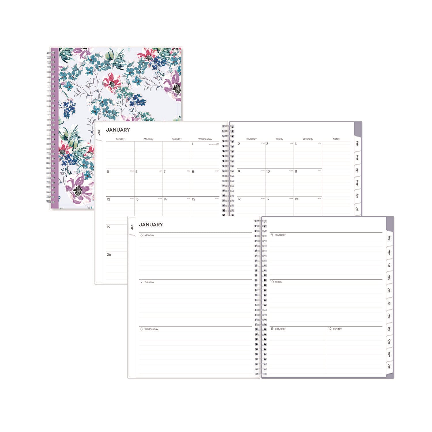 Laila Create-Your-Own Cover Weekly/Monthly Planner, Wildflower Artwork, 11 x 8.5, Purple/Blue/Pink, 12-Month (Jan-Dec): 2025