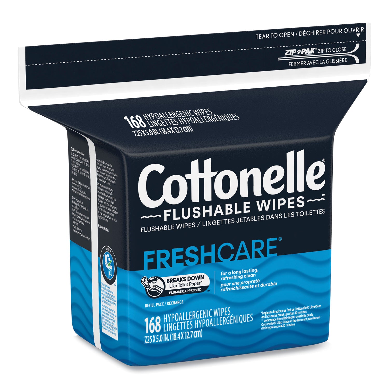 Cottonelle® Fresh Care Flushable Cleansing Cloths, 1-Ply, 5 x 7.25, White, 168/Pack, 8 Packs/Carton