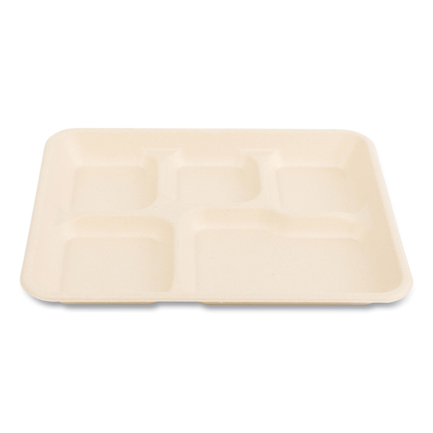 Boardwalk® Bagasse PFAS-Free Food Tray, 5-Compartment, 8.26 x 0.98 x 10.9, Tan, Bamboo/Sugarcane, 500/Carton