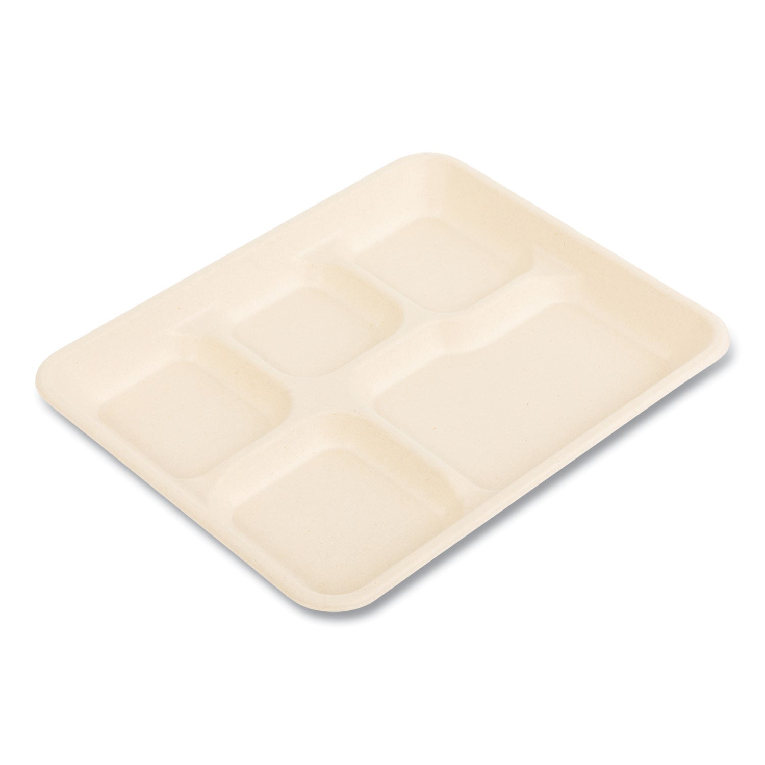 Boardwalk® Bagasse PFAS-Free Food Tray, 5-Compartment, 8.26 x 0.98 x 10.9, Tan, Bamboo/Sugarcane, 500/Carton