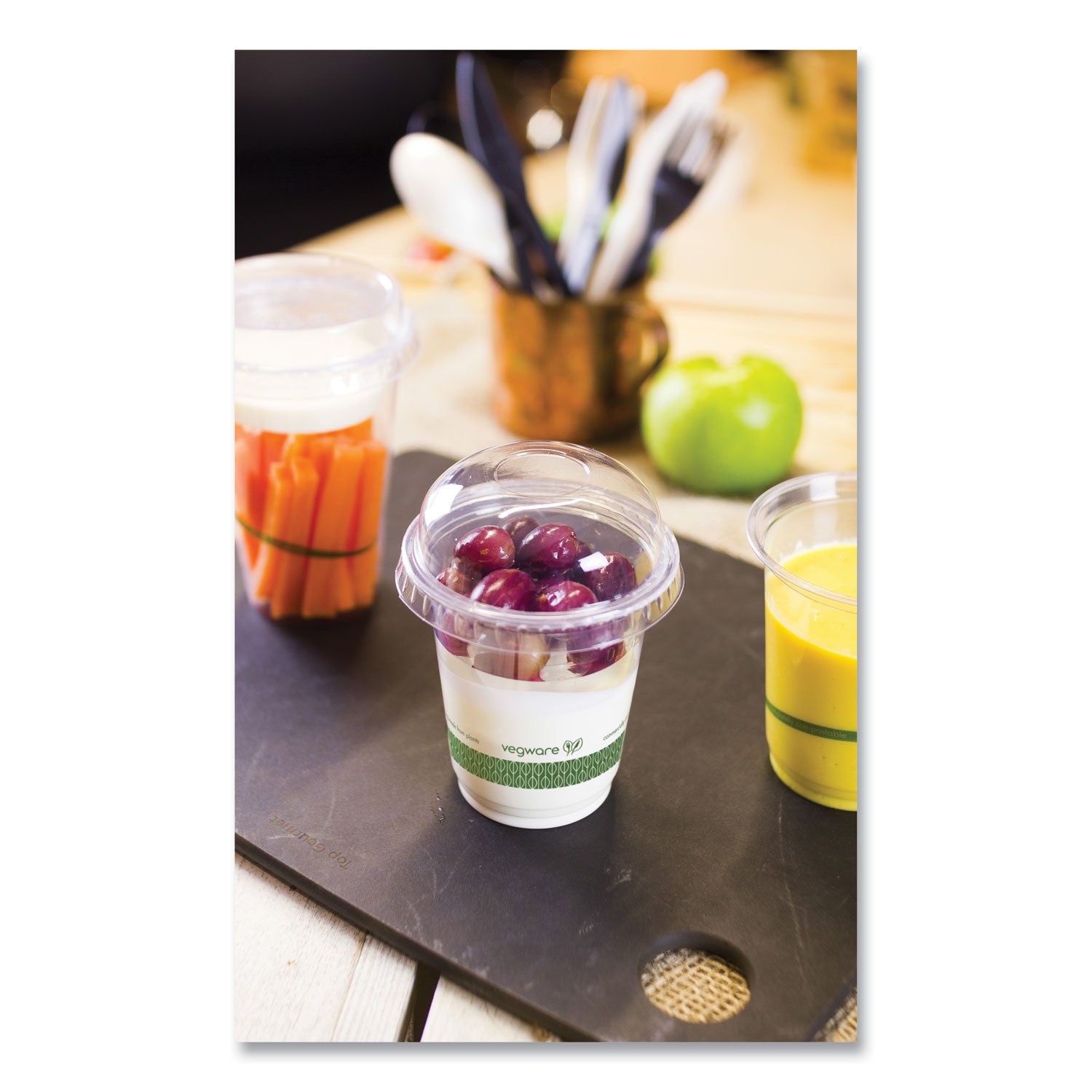 Vegware™ 76-Series Cold Cup, Compostable, 7 oz, Clear/Green, 1,000/Carton