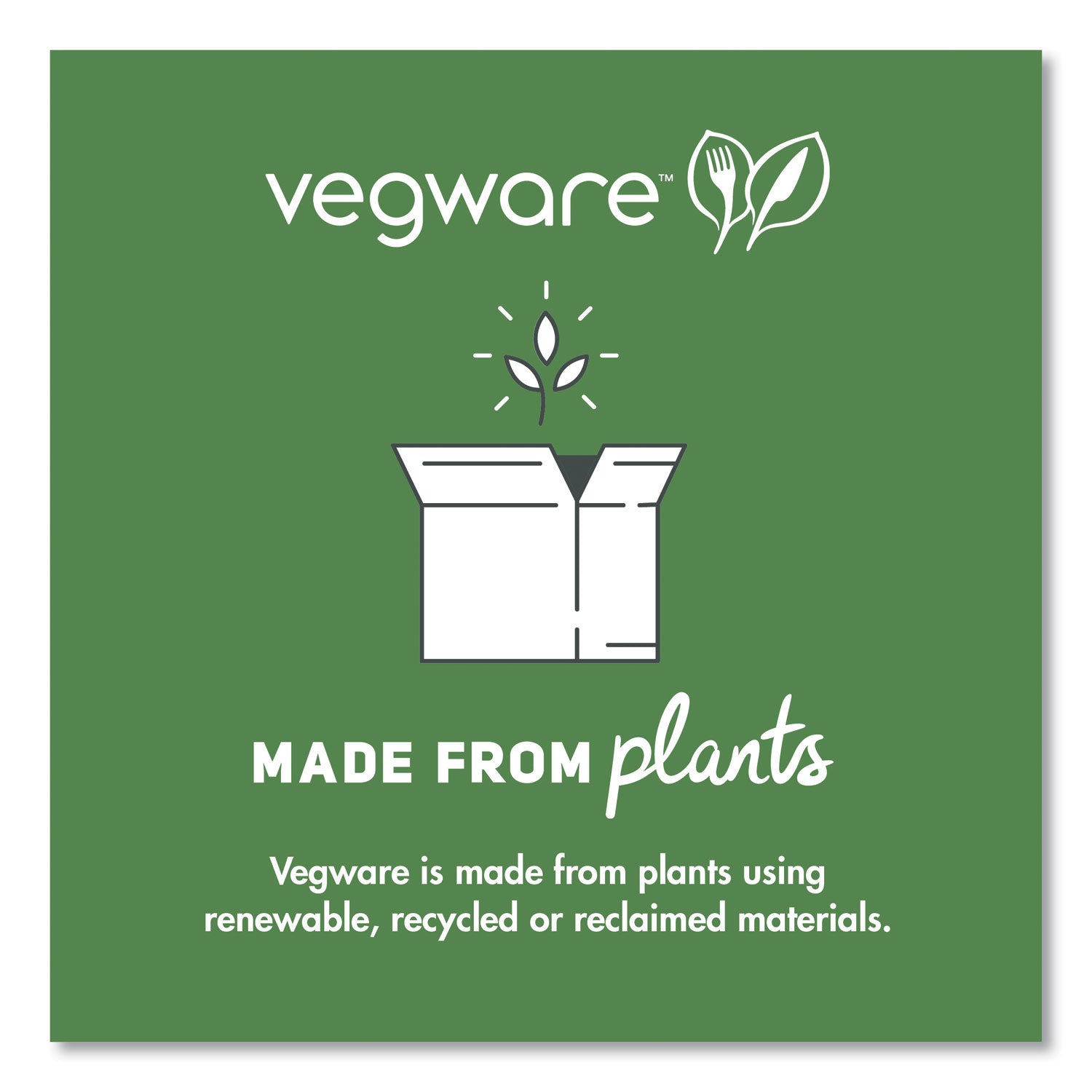 Vegware™ Cutlery Kits, Compostable, Fork/Knife/Spoon/Napkin, White, 250/Carton