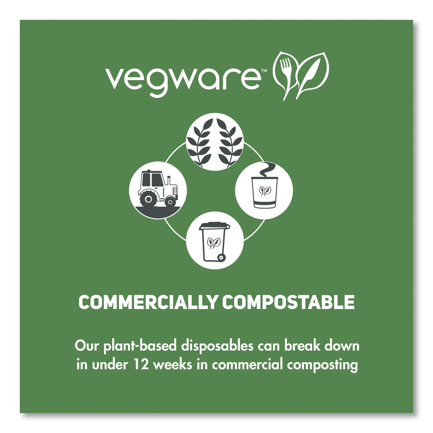 Vegware™ Round Deli Pots, Compostable, 16 oz, 4.6 Diameter x 3"h, Clear, Plastic, 500/Carton