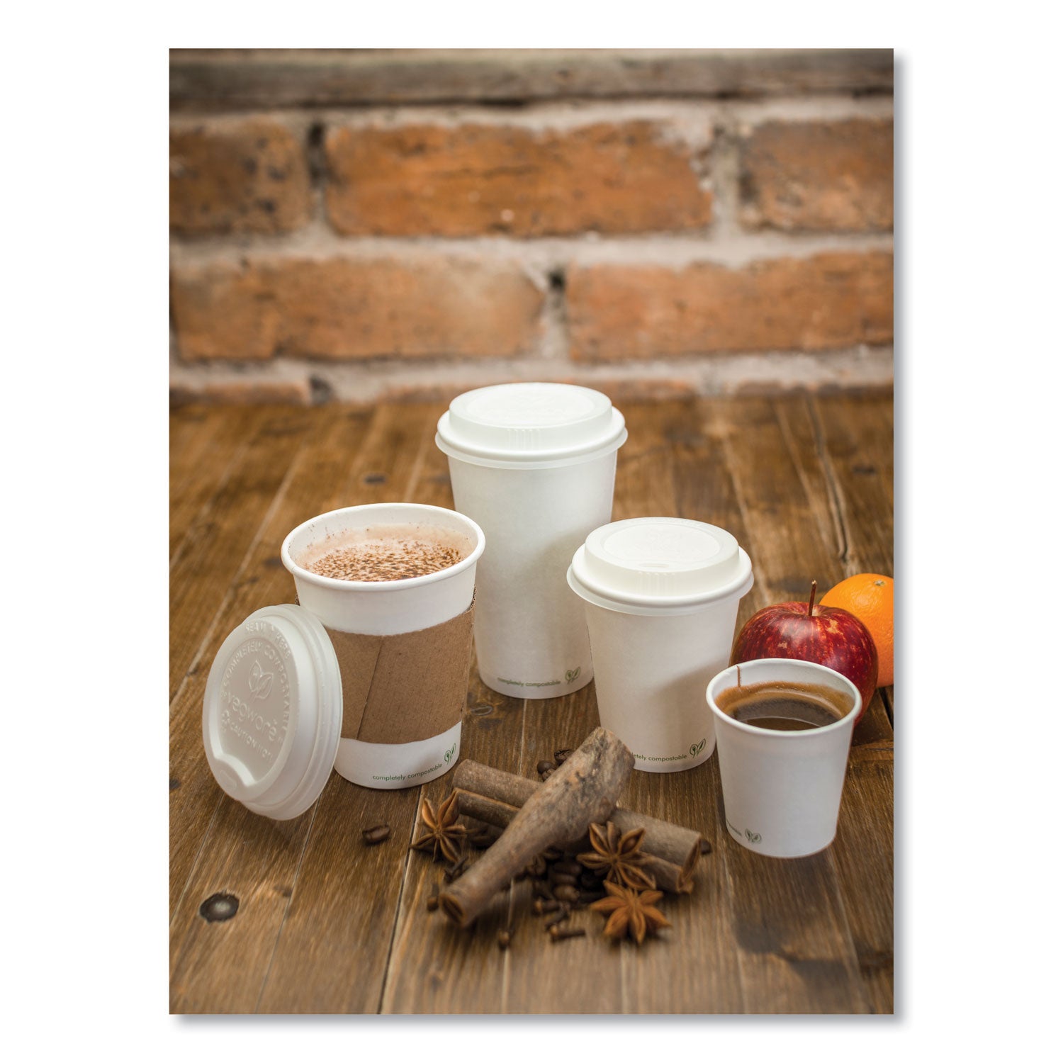 Vegware™ Kraft Hot Cup Sleeves, Compostable, Fits Vegware 89-Series Hot Cups, Kraft, 1,000/Carton