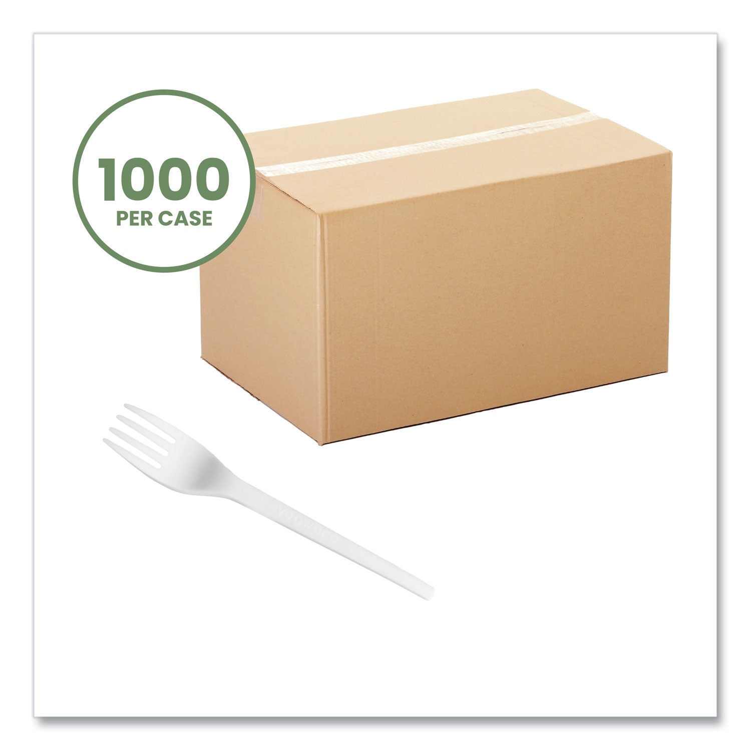 Vegware™ White CPLA Cutlery, Compostable, Fork, 1,000/Carton