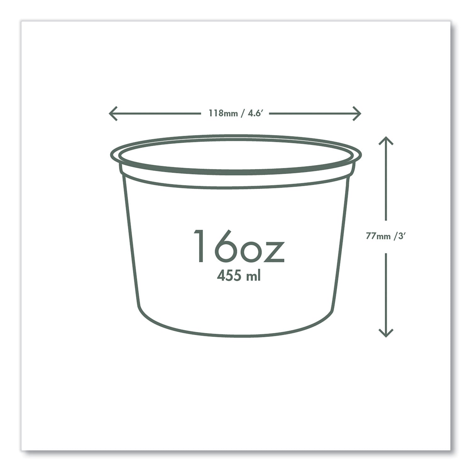 Vegware™ Round Deli Pots, Compostable, 16 oz, 4.6 Diameter x 3"h, Clear, Plastic, 500/Carton