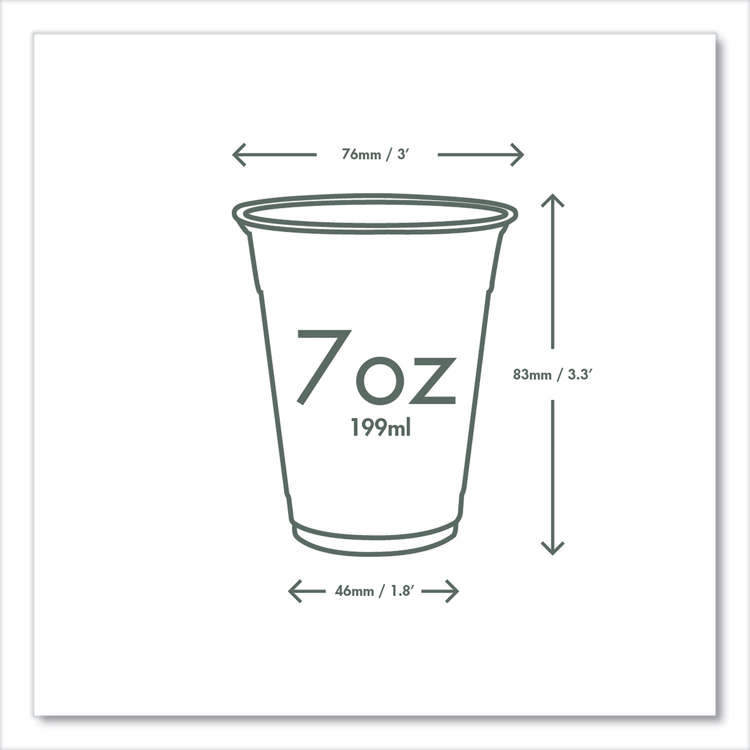 Vegware™ 76-Series Cold Cup, Compostable, 7 oz, Clear/Green, 1,000/Carton