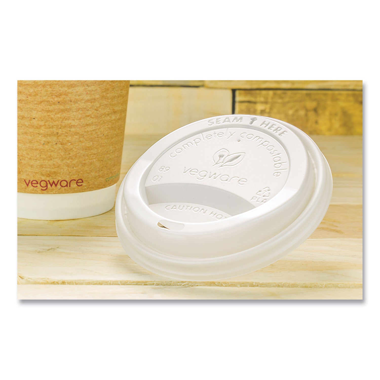 Vegware™ 89 Series Hot Cup Lids, Compostable, Fits 89-Series Hot Cups, White, 1,000/Carton