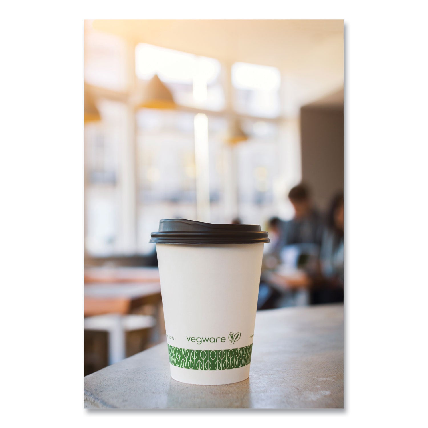 Vegware™ 89-Series Hot Cup, Compostable, 12 oz, Green/White, 1,000/Carton